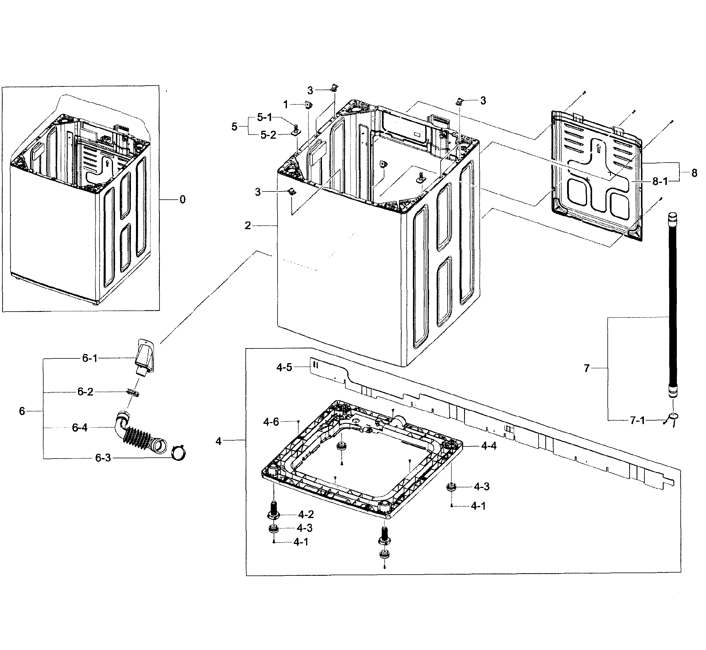 Samsung WA456DRHDSU/AA-01 frame assy diagram