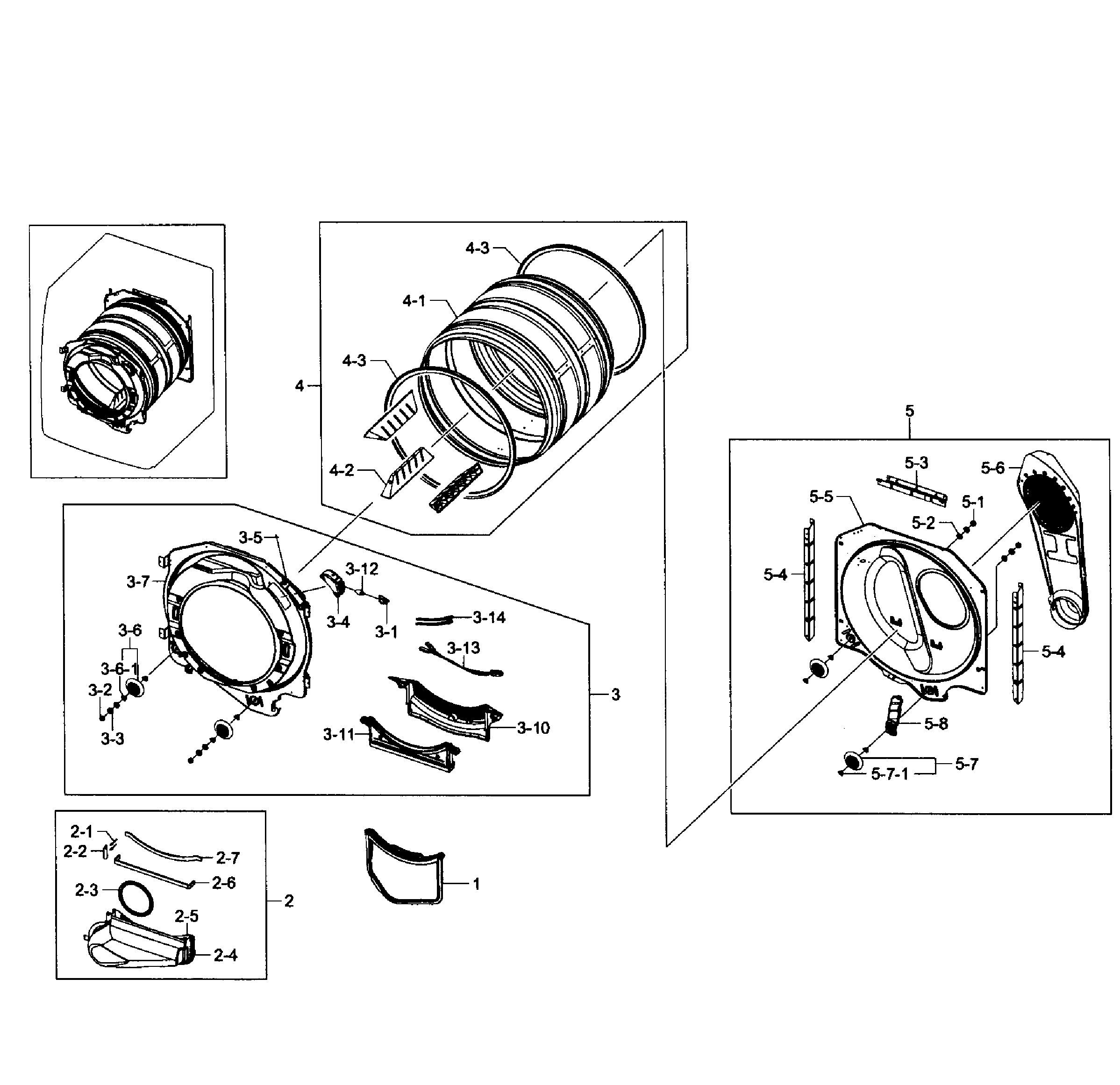Samsung DV231AEW/XAA-01 drum assy diagram
