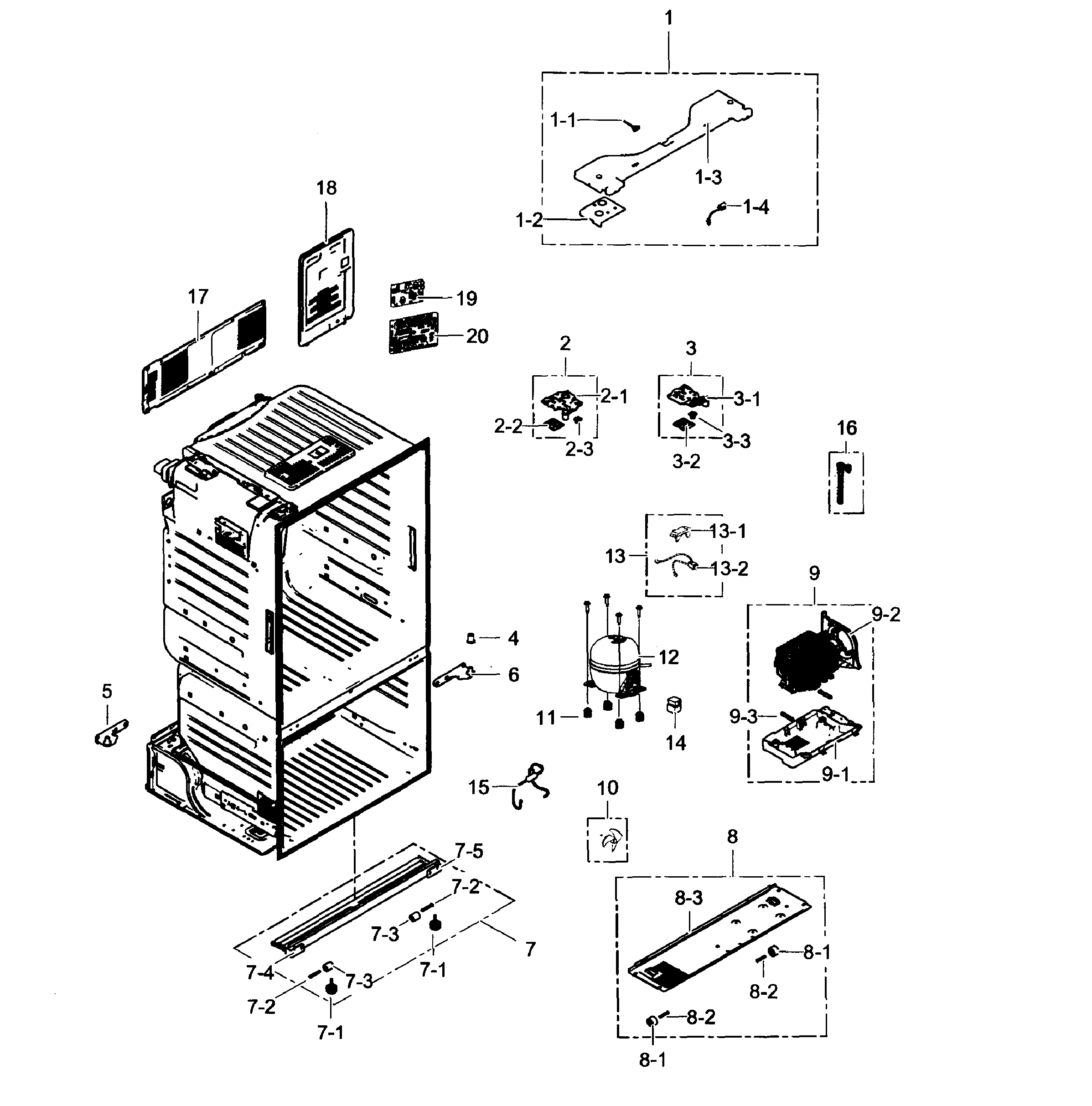 Samsung RF323TEDBSR/AA-01 cabinet diagram