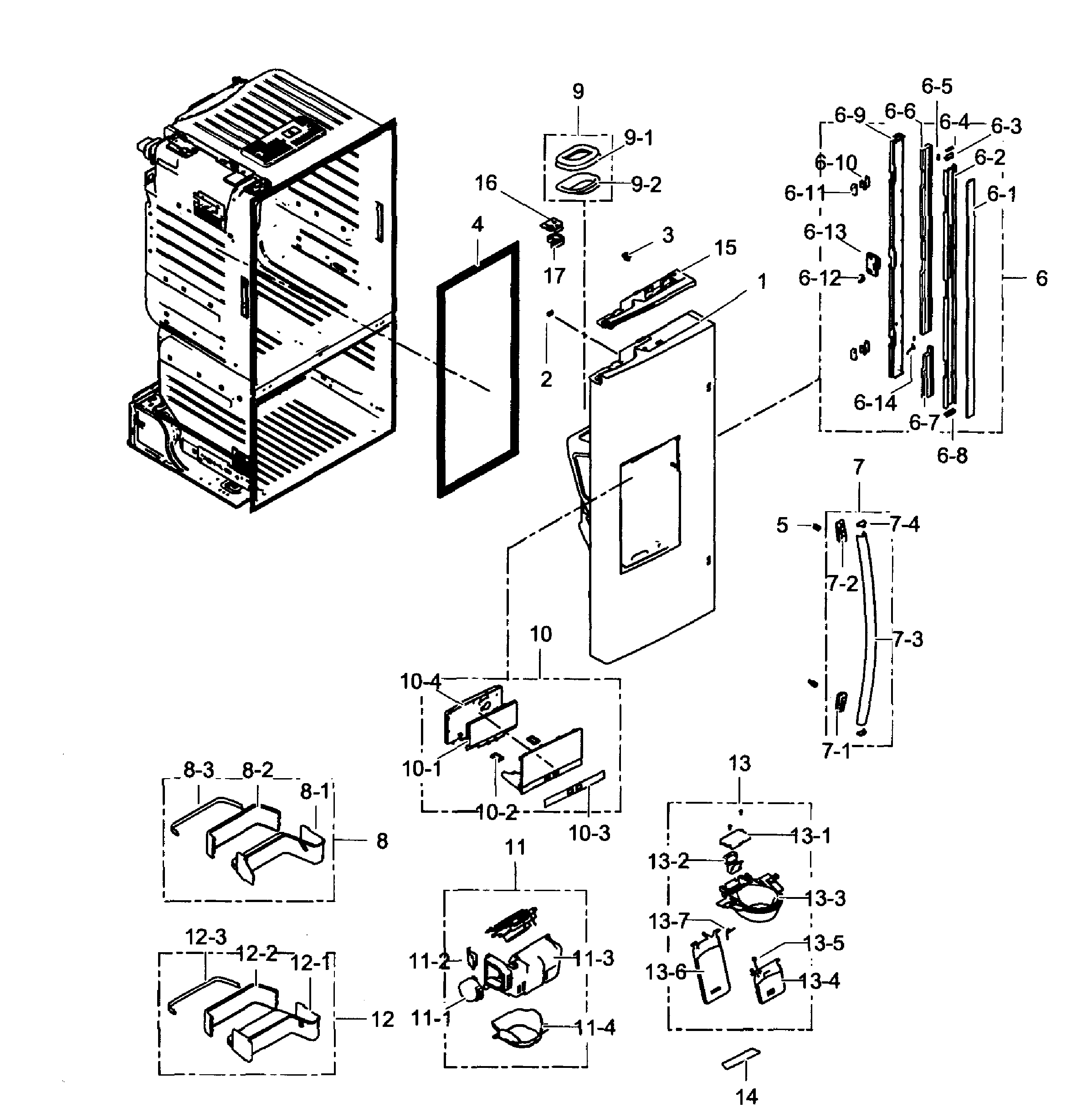 Samsung RF323TEDBSR/AA-01 left door diagram