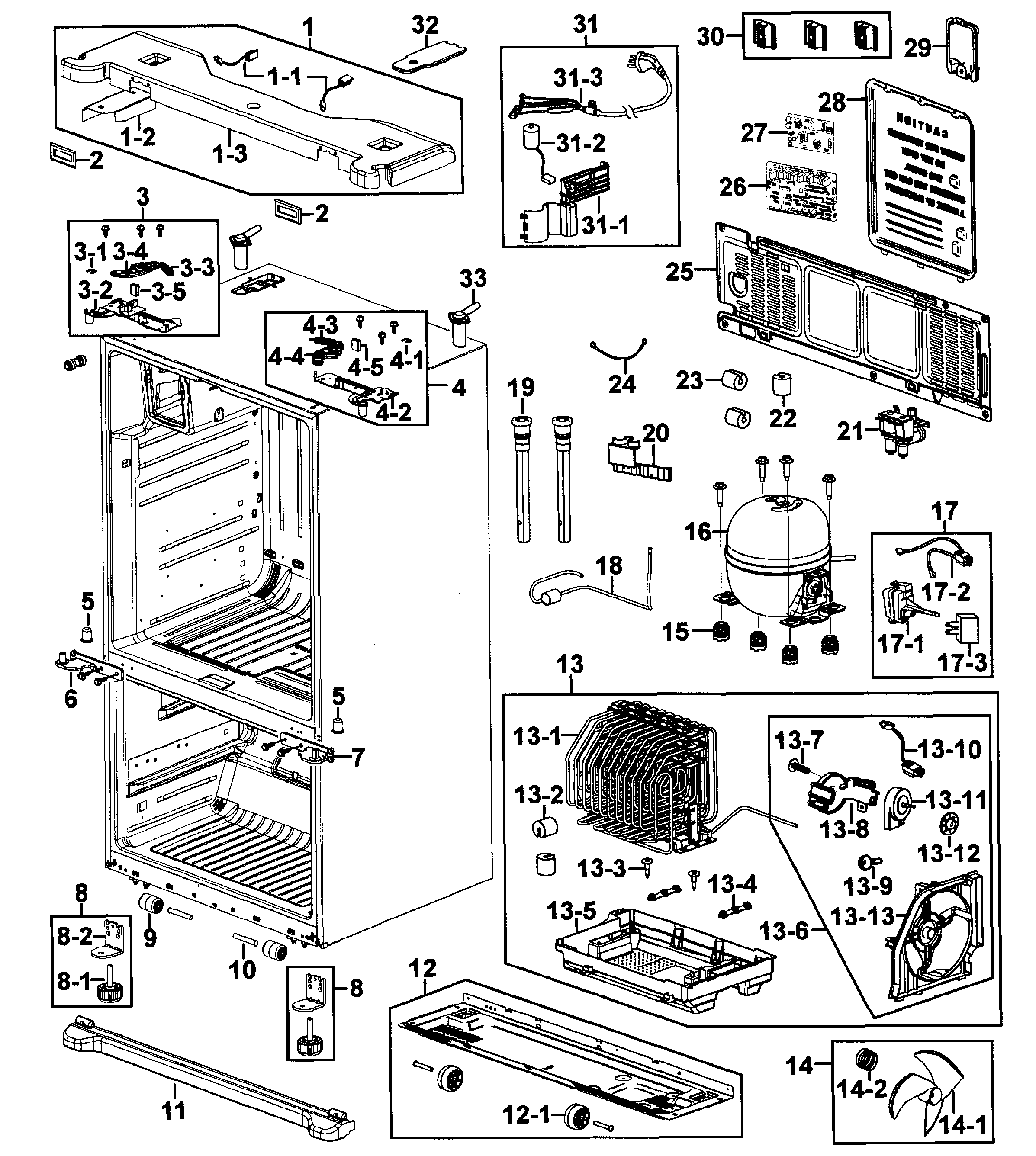 Samsung RF267AABP/XAA-00 cabinet assy diagram