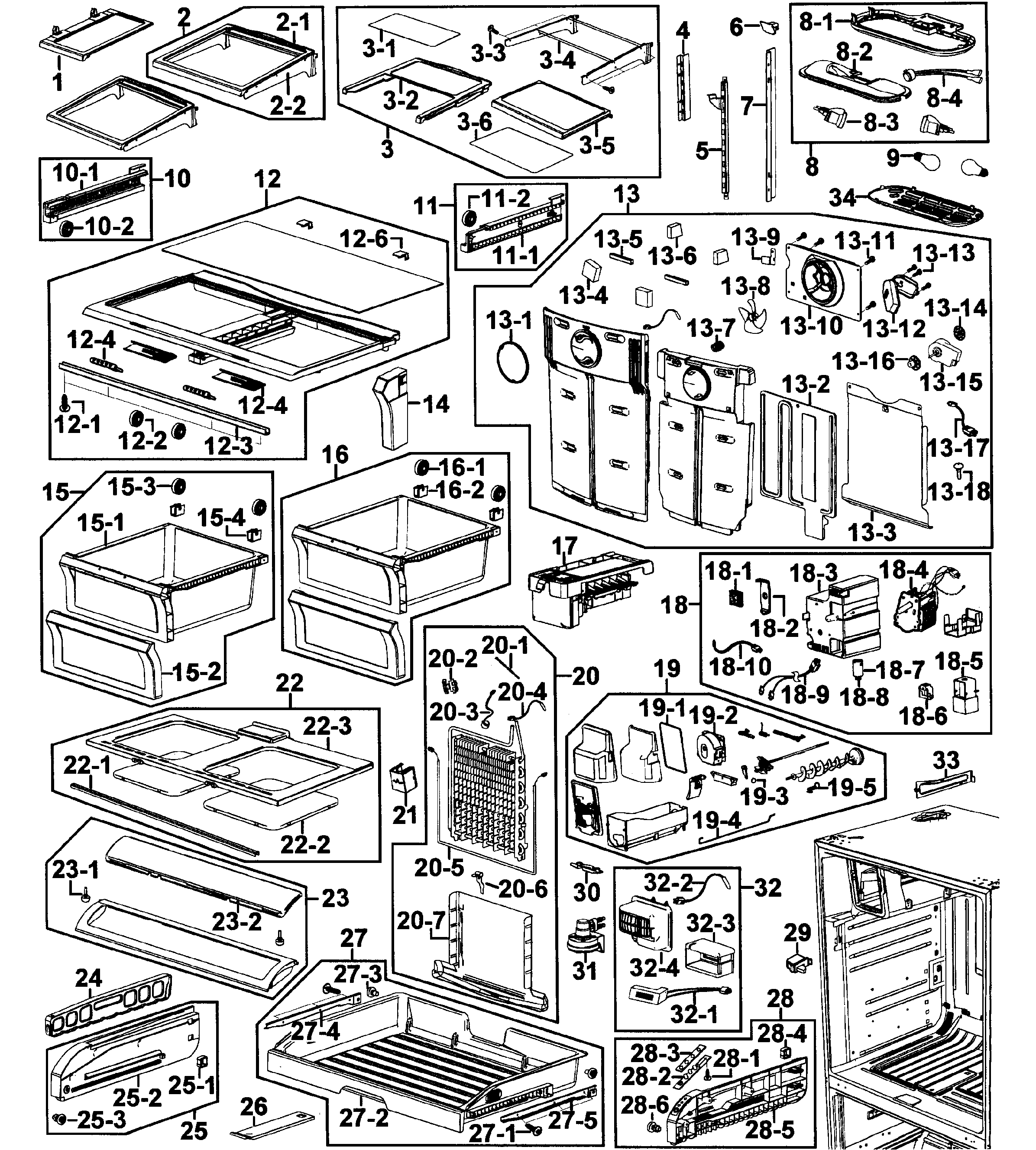 Samsung RF267ABBP/XAA-00 refrigerator diagram