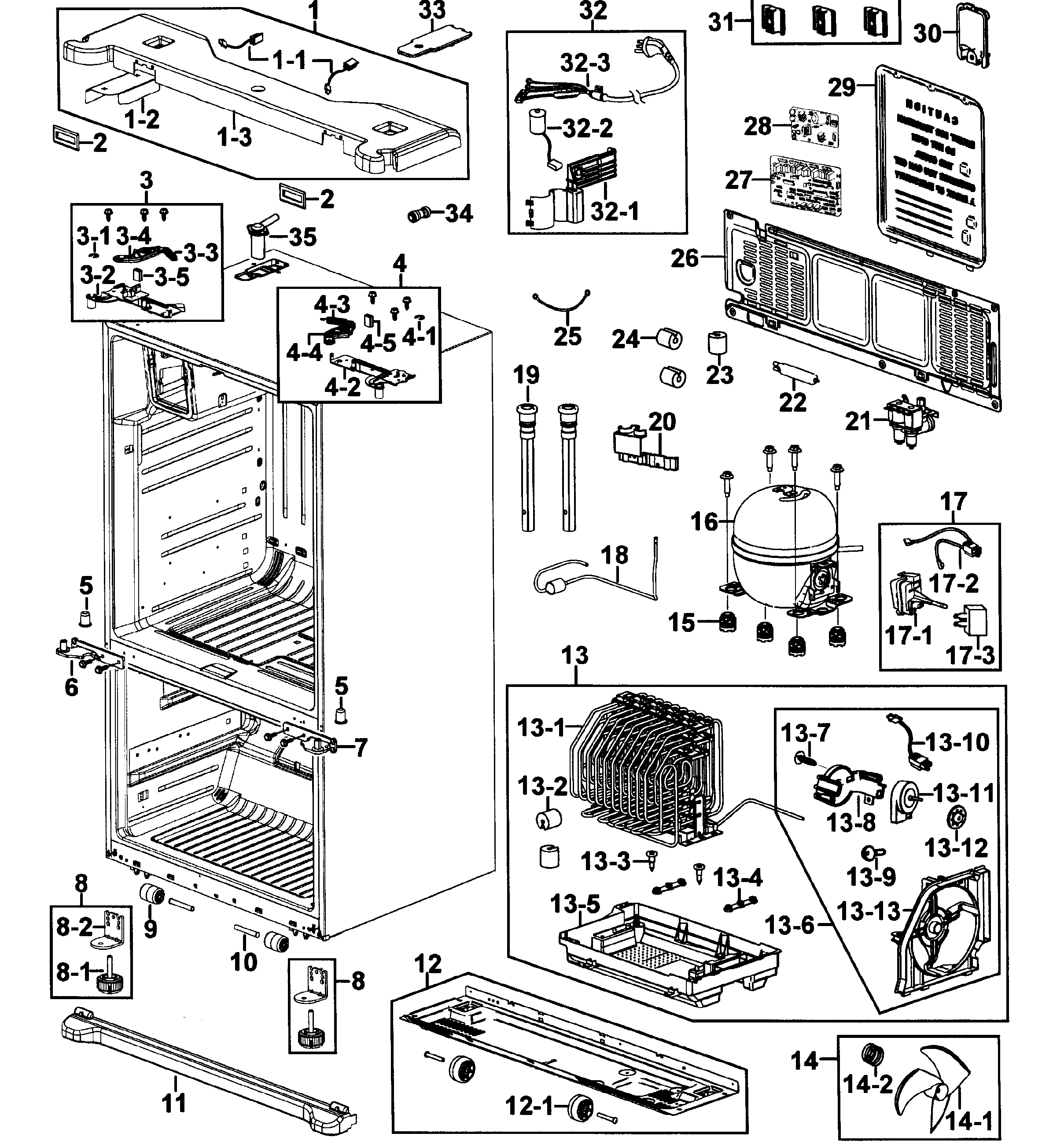 Samsung RF267ABBP/XAA-00 cabinet assy diagram