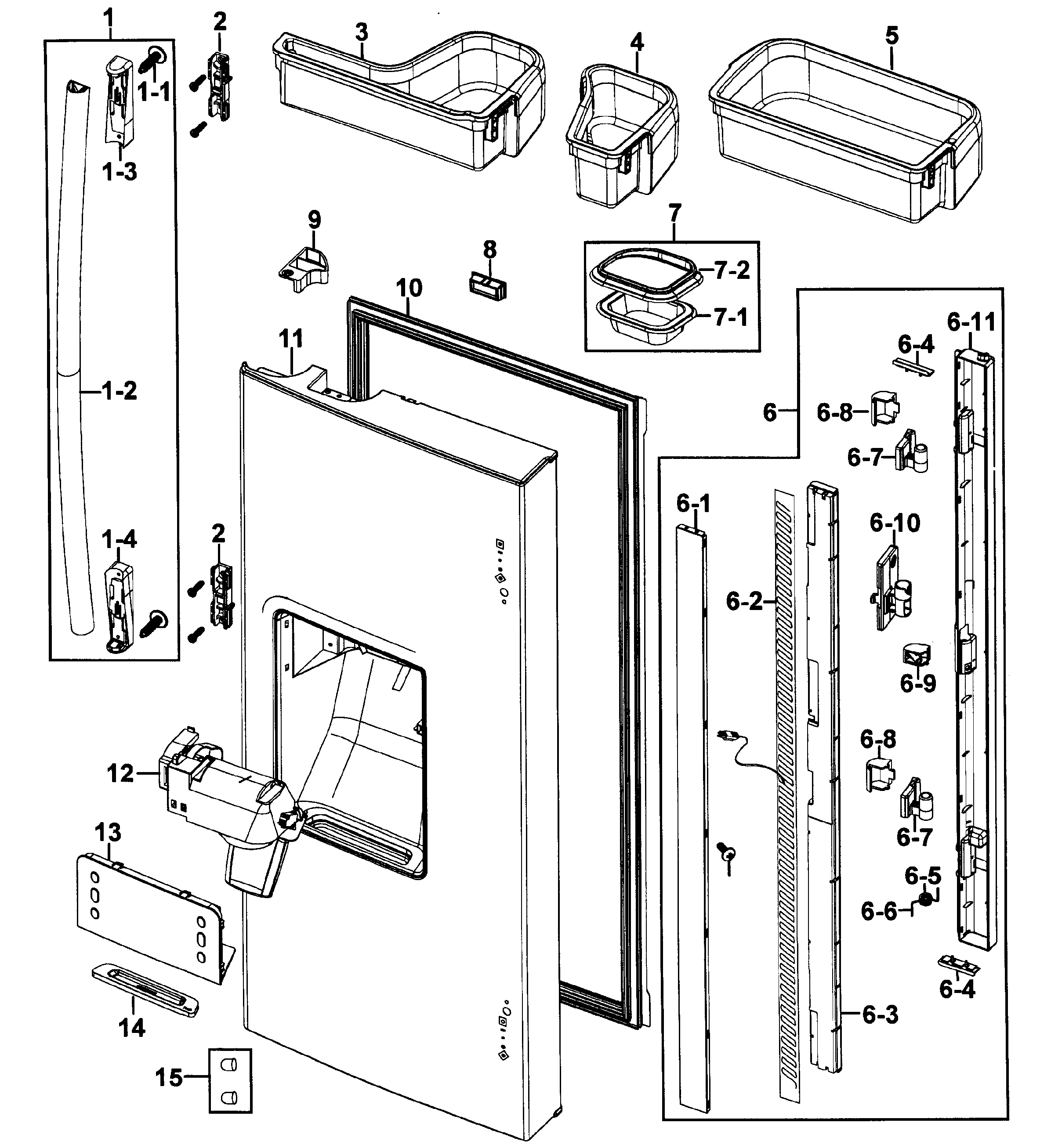 Samsung RF267ABBP/XAA-00 left door diagram