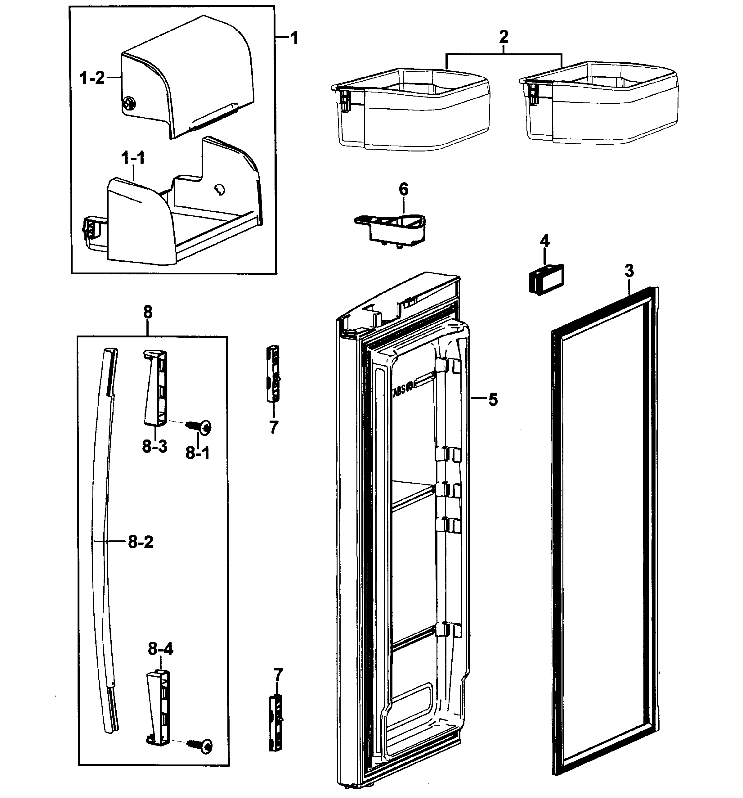 Samsung RF267ABBP/XAA-00 right door diagram