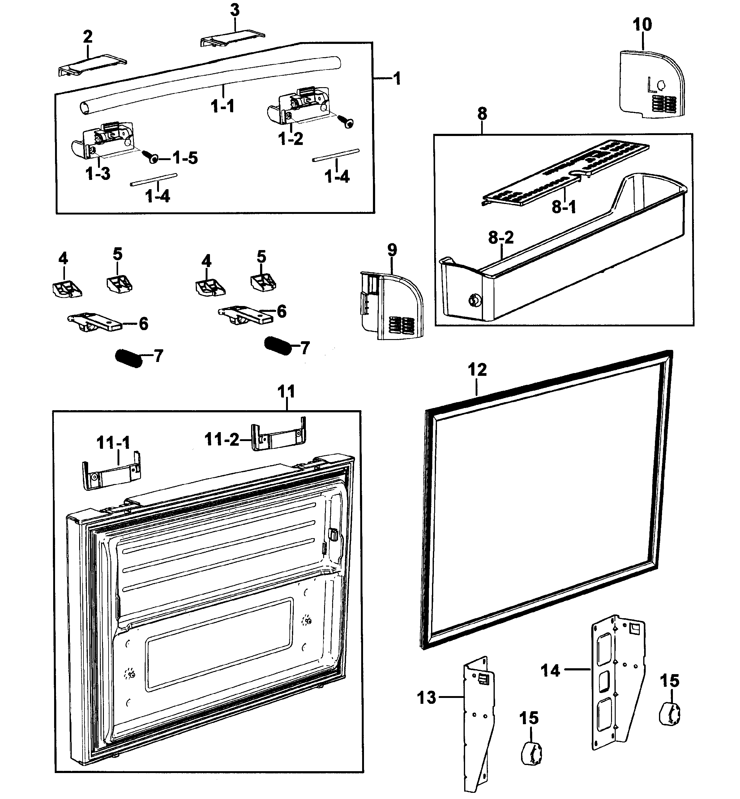 Samsung RF267ABRS/XAA-00 freezer door diagram