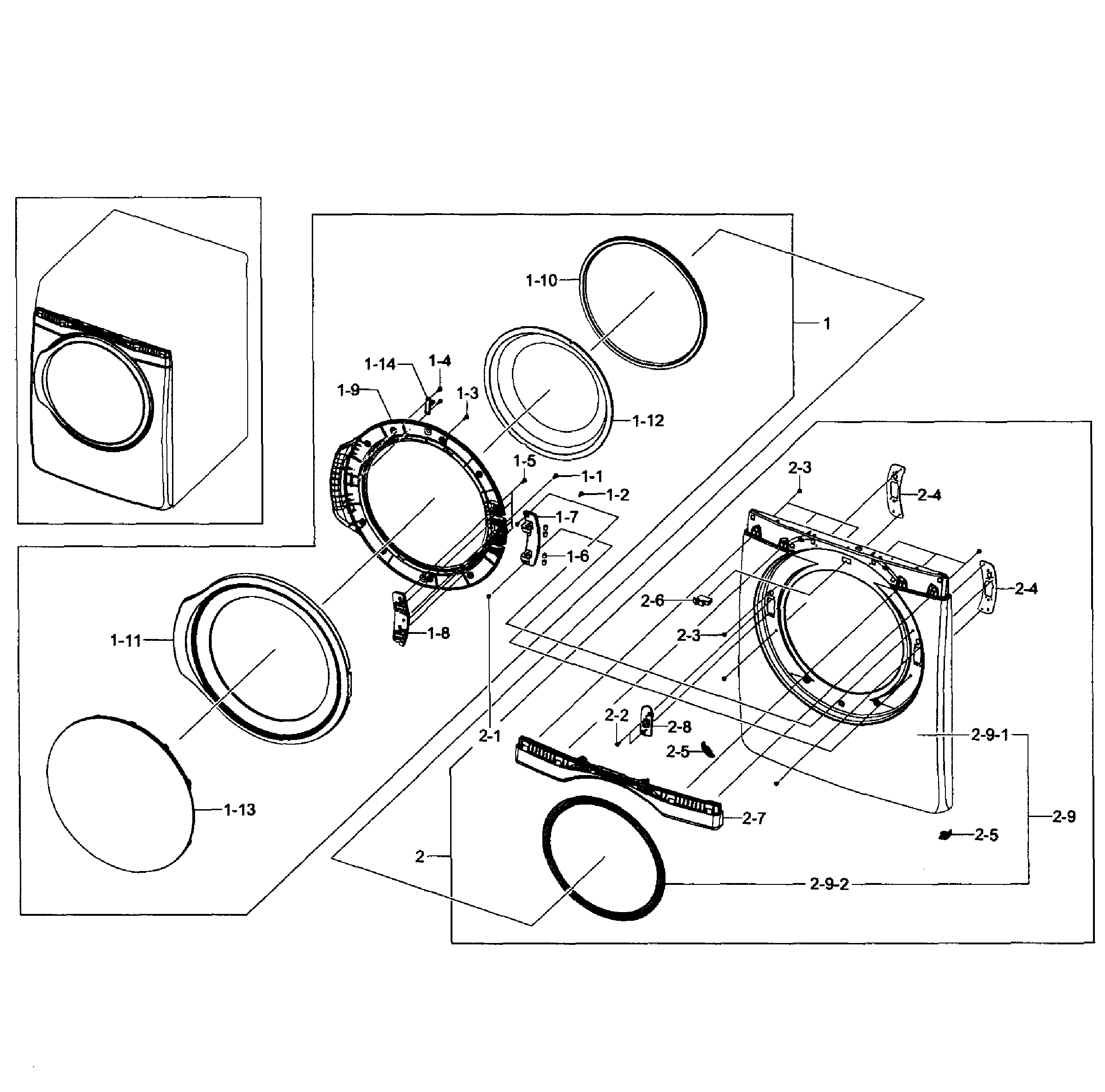 Samsung DV431AEP/XAA-01 front asy diagram