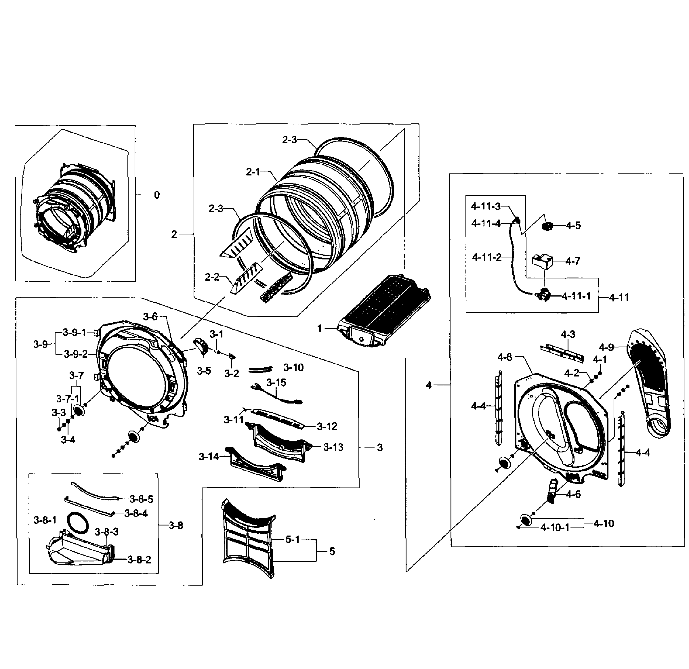 Samsung DV431AEP/XAA-01 drum assy diagram
