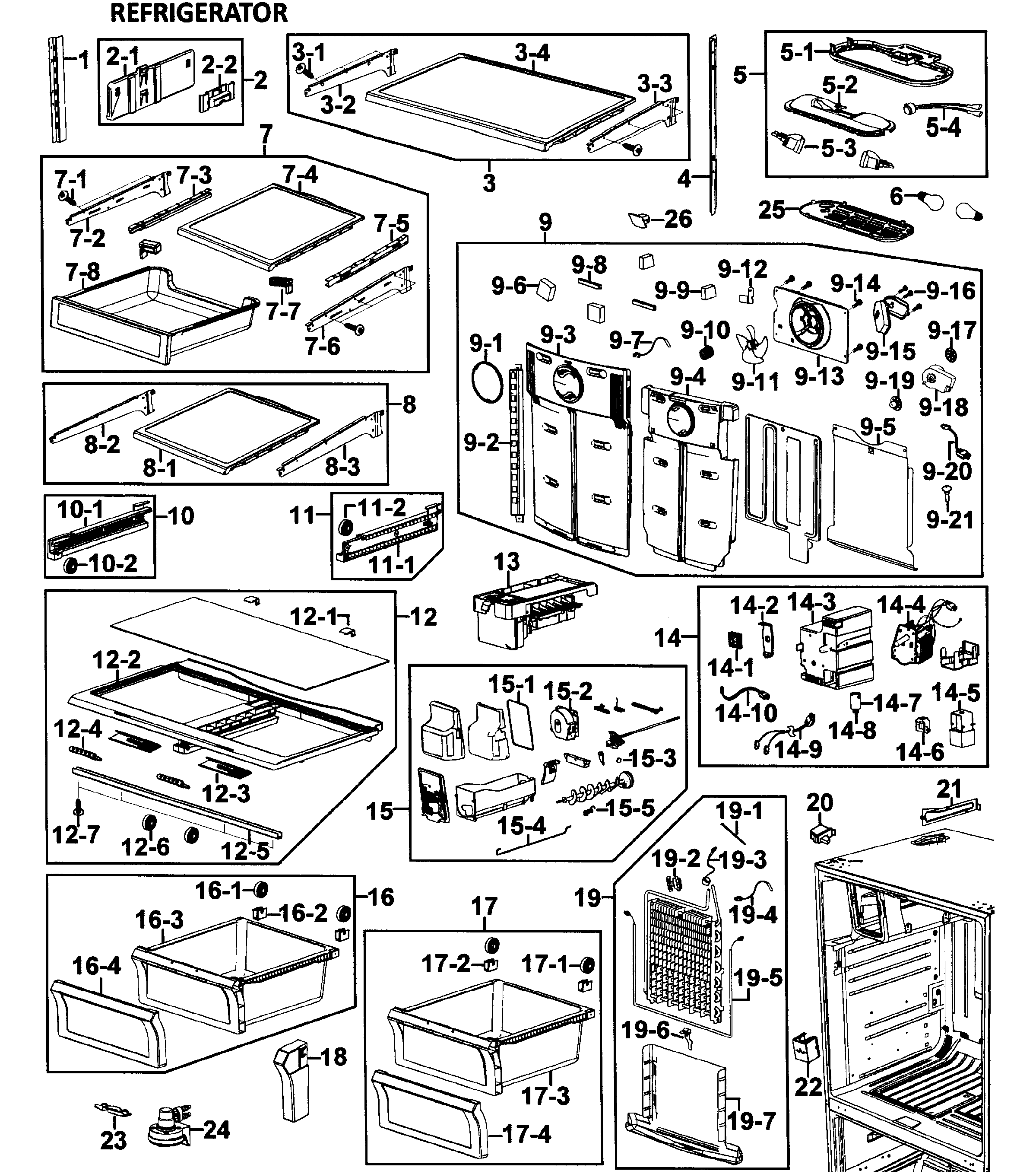 Samsung RF26VABWP/XAA-00 refrigerator diagram