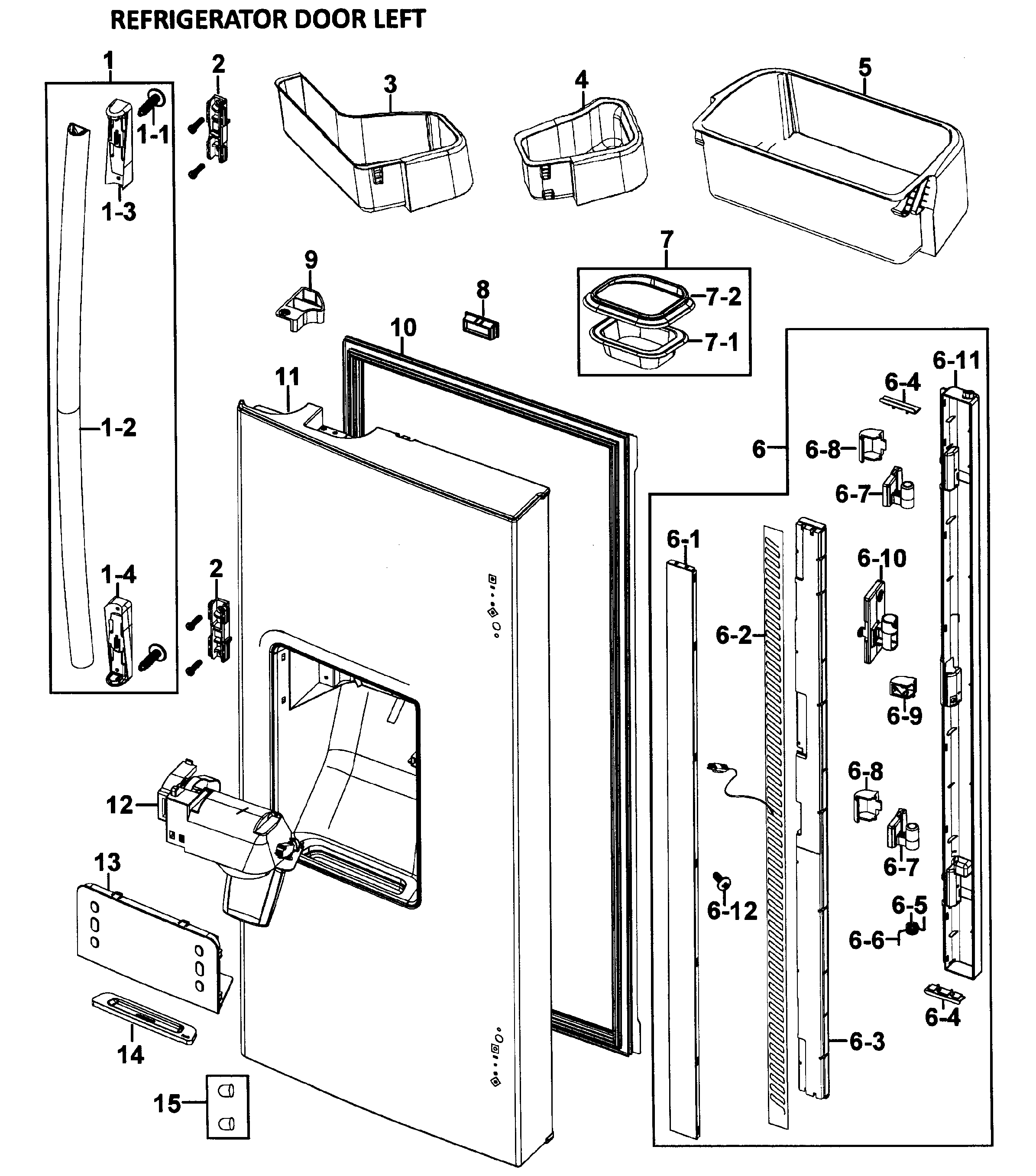 Samsung RF26VABWP/XAA-00 left door diagram