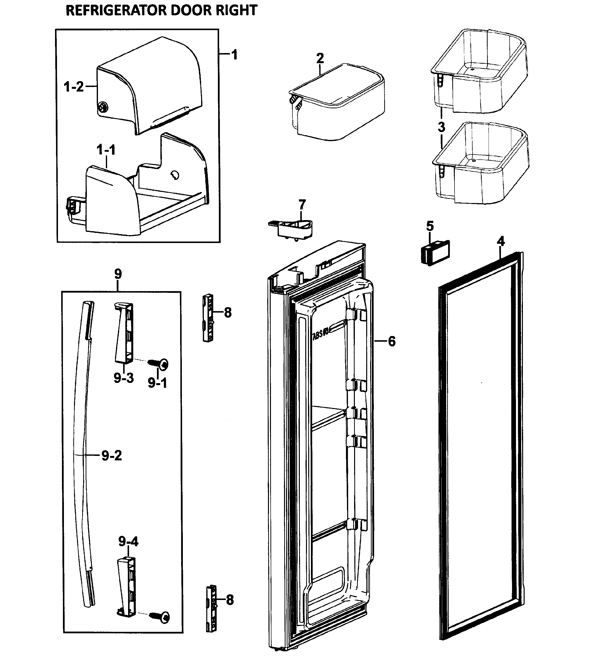 Samsung RF26VABWP/XAA-00 right door diagram