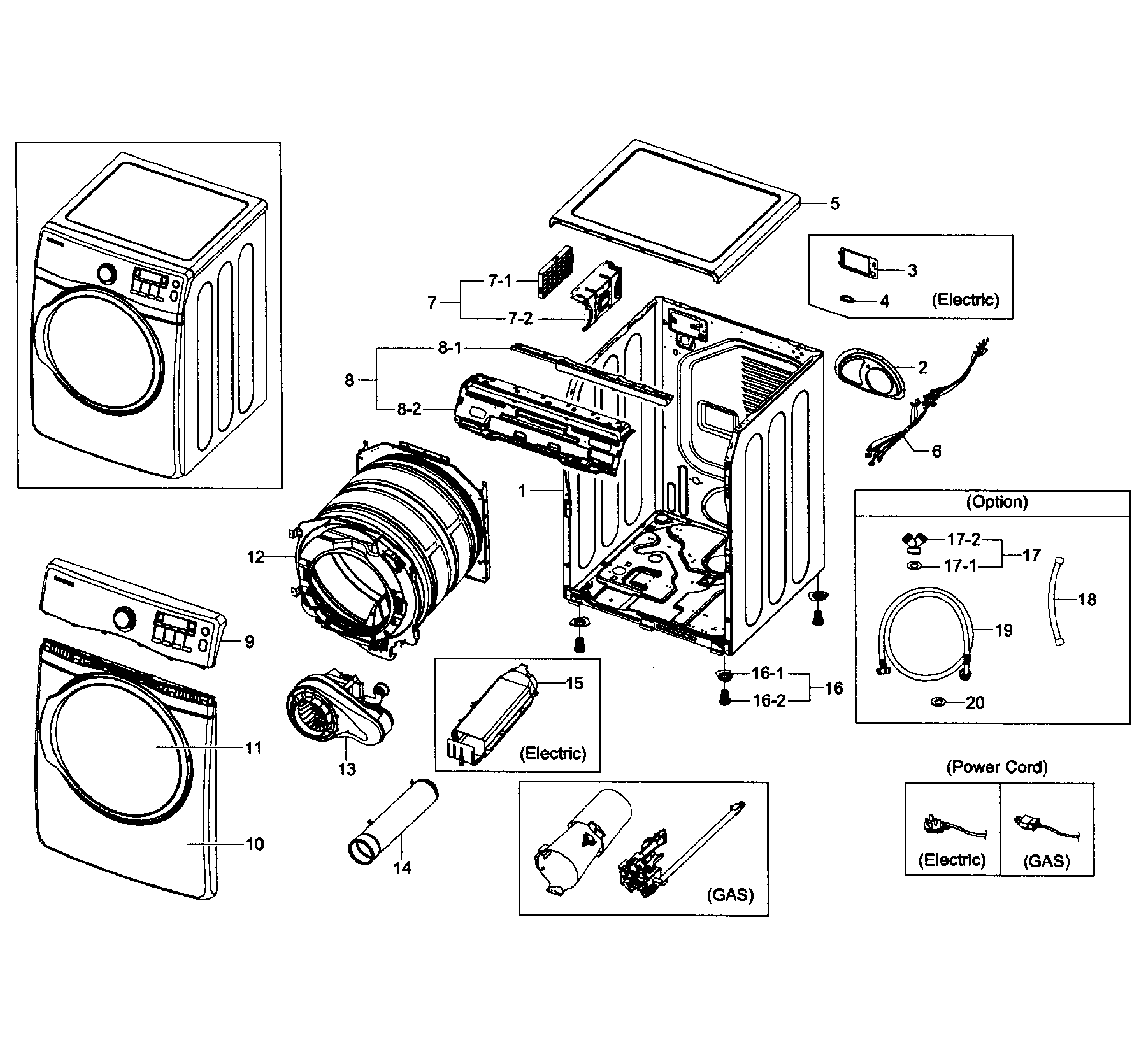 Samsung DV431AEW/XAA-01 main assy diagram