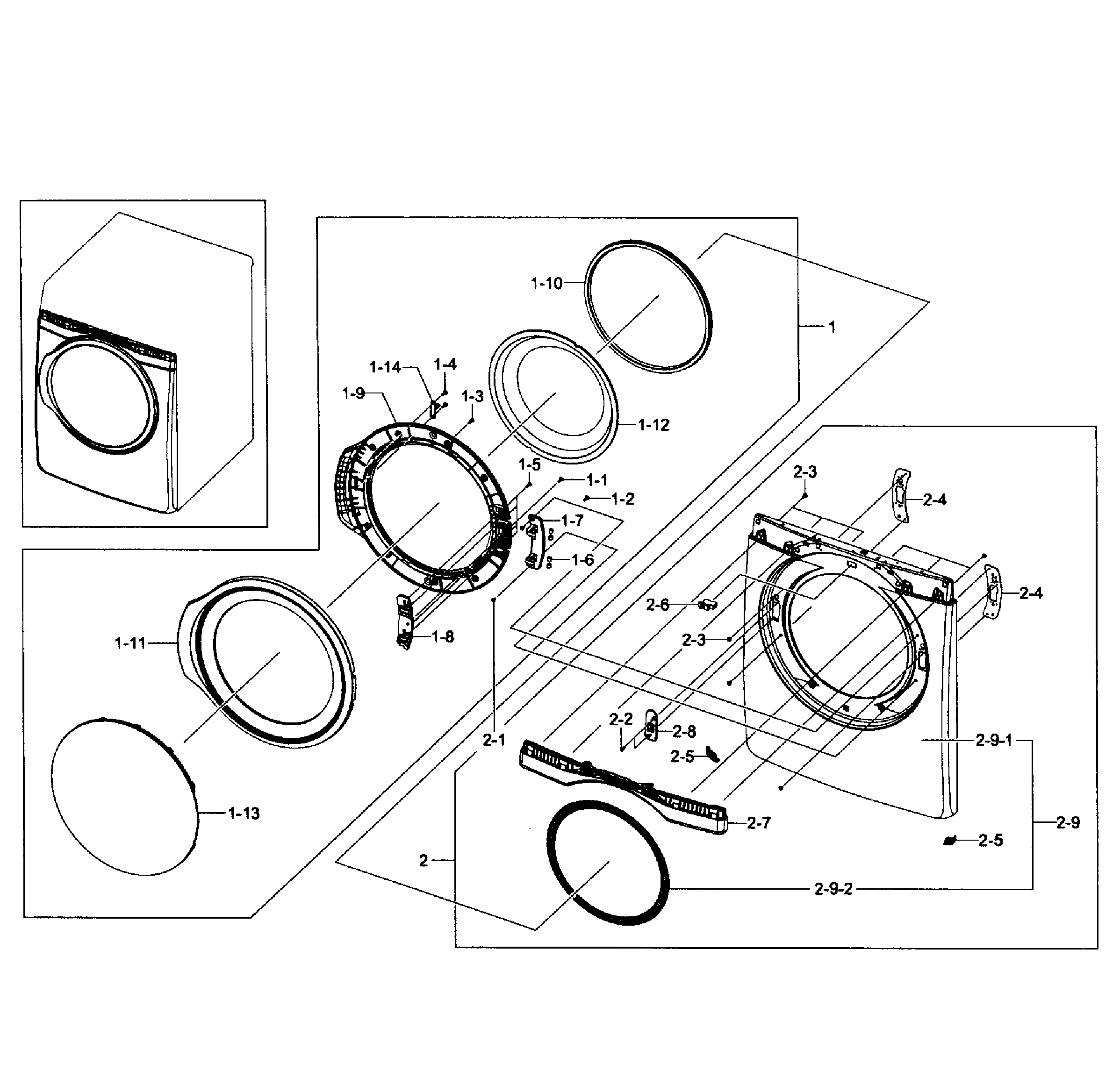 Samsung DV431AEW/XAA-01 front assy diagram