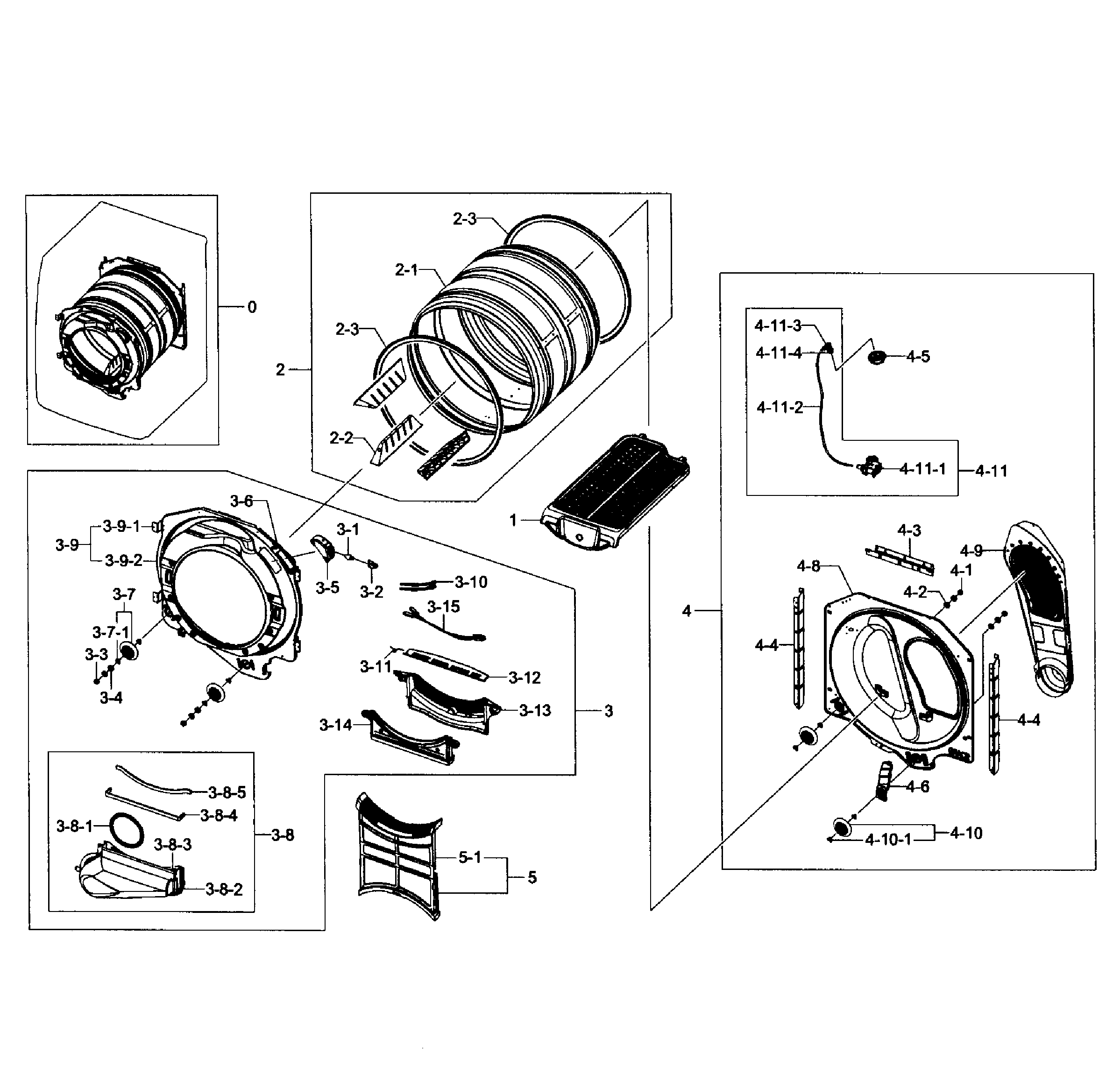 Samsung DV431AEW/XAA-01 drum assy diagram
