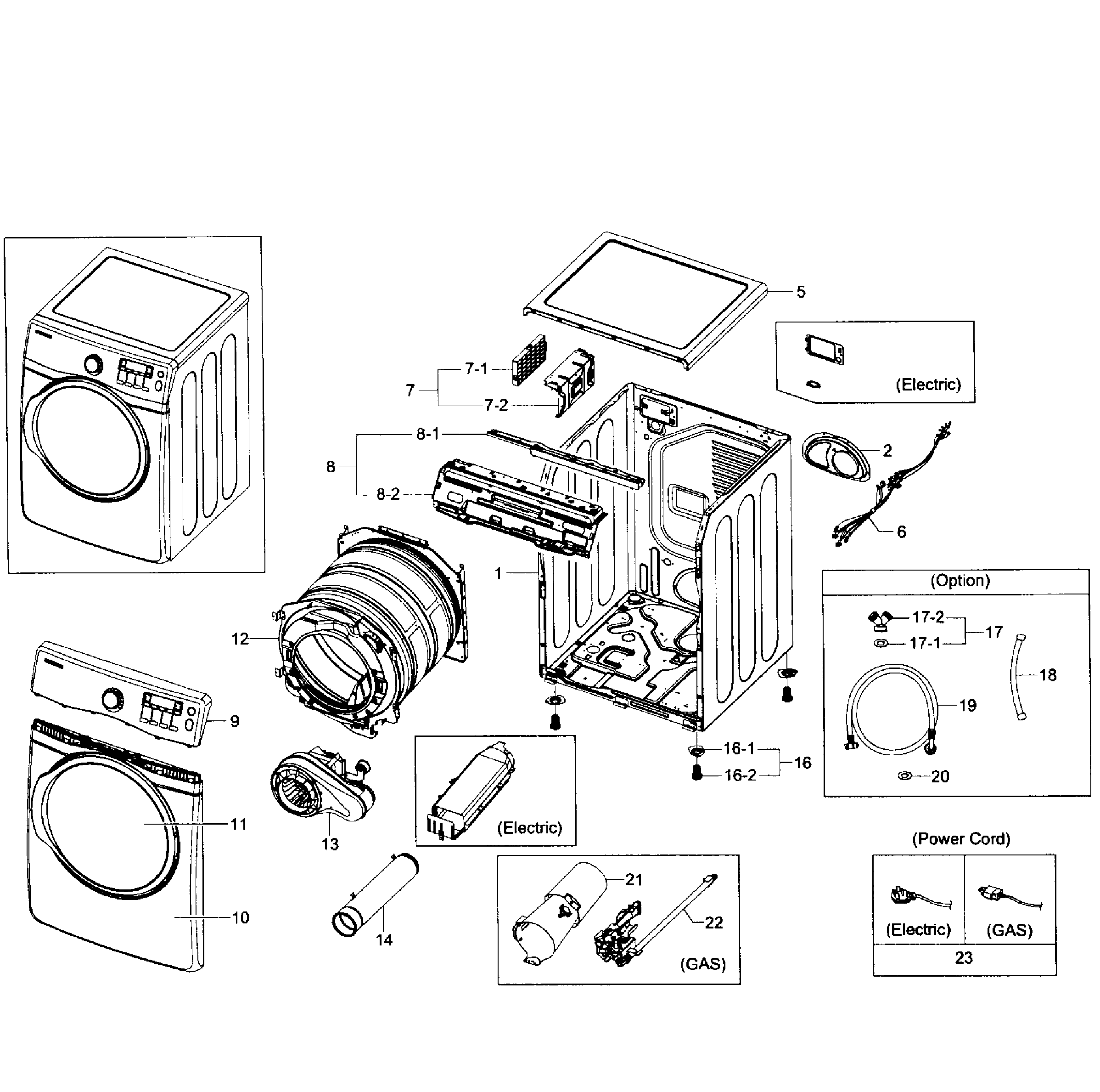 Samsung DV431AGW/XAA-01 main assy diagram