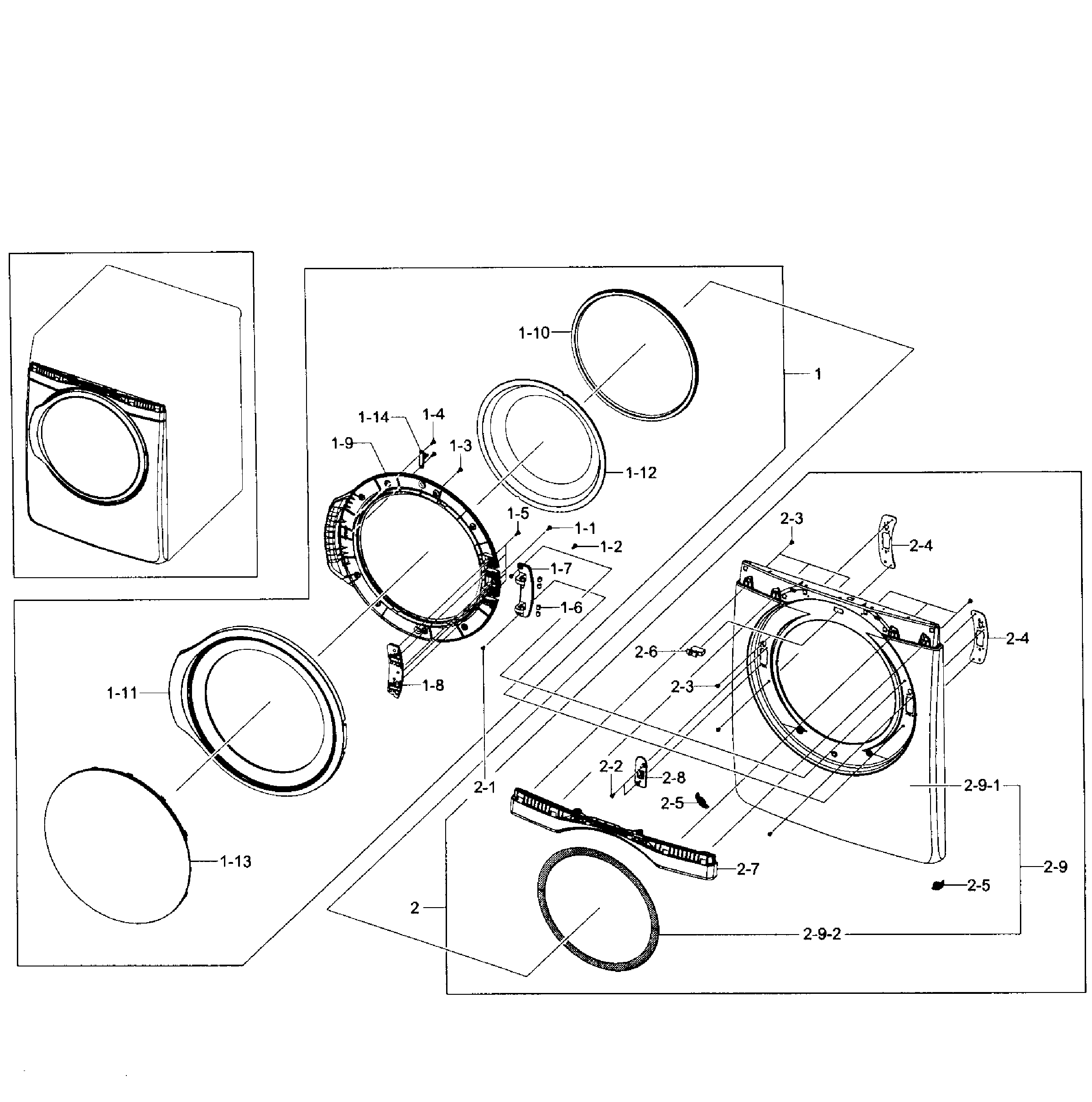 Samsung DV431AGW/XAA-01 front assy diagram
