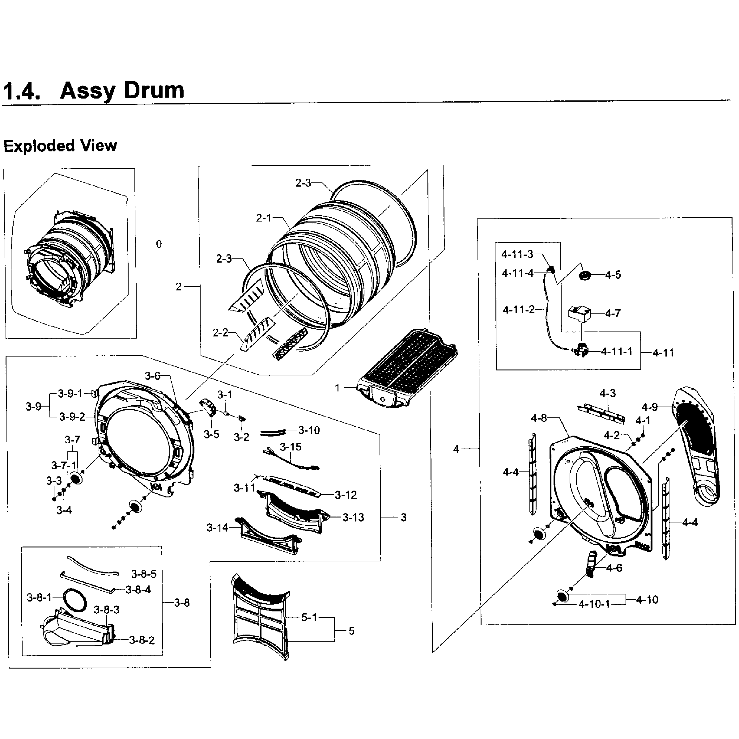 Samsung DV431AGW/XAA-01 drum assy diagram