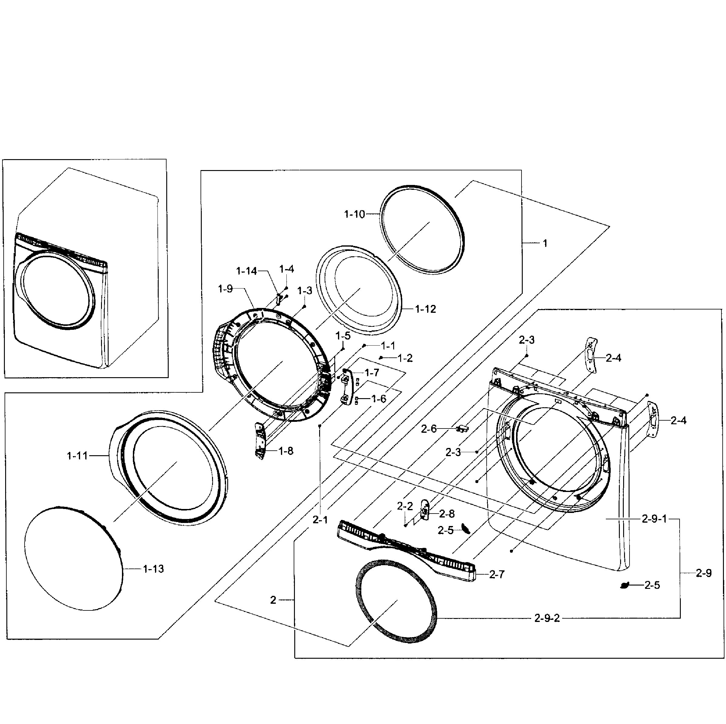 Samsung DV431AGW/XAA-02 front assy diagram