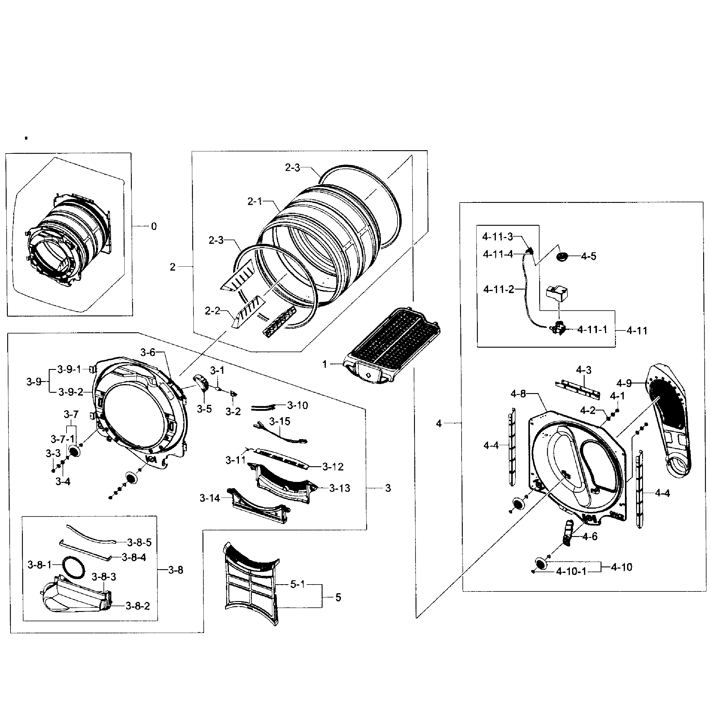 Samsung DV431AGW/XAA-02 drum assy diagram