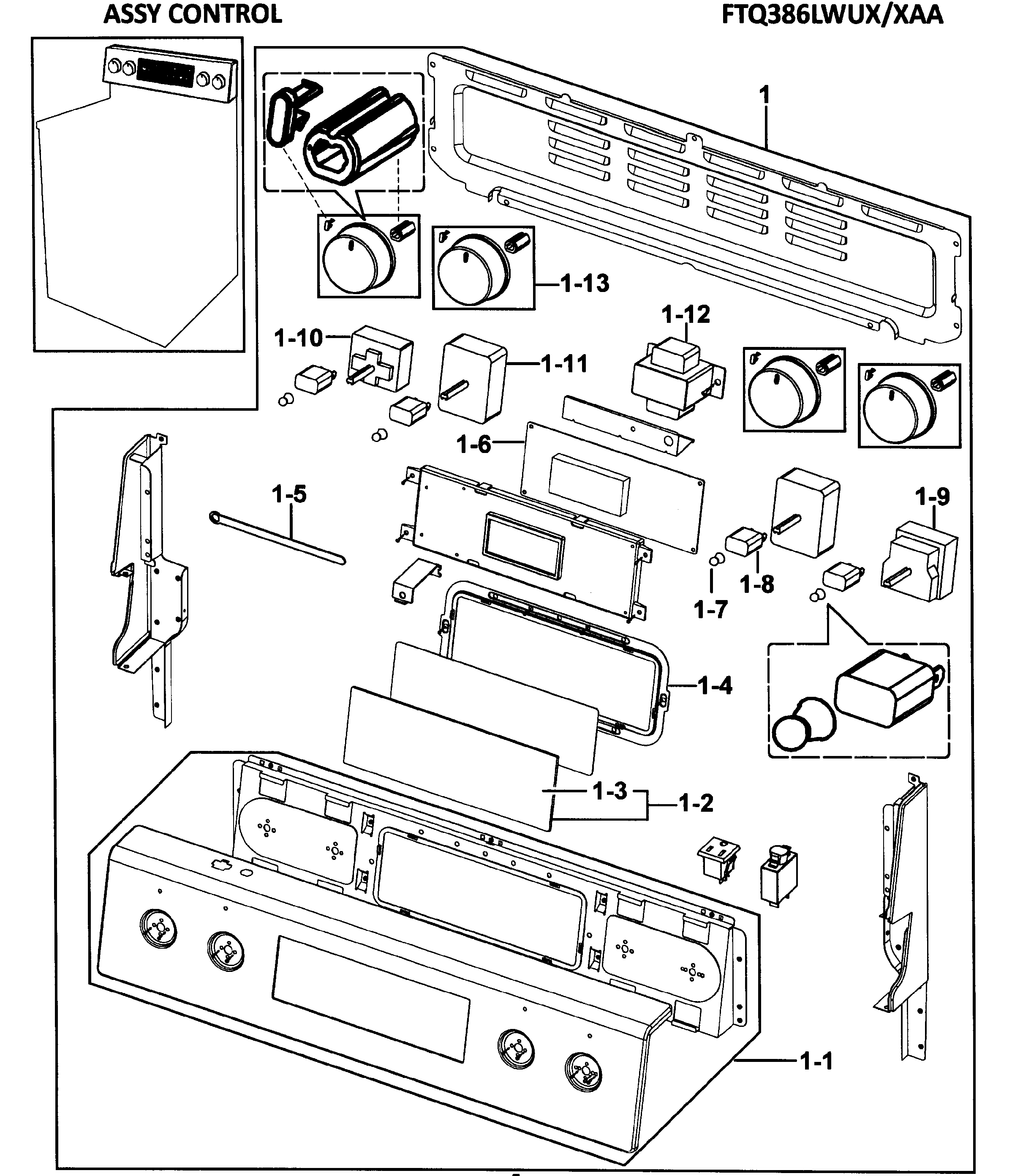 Samsung FTQ386LWUX/XAA control assy diagram