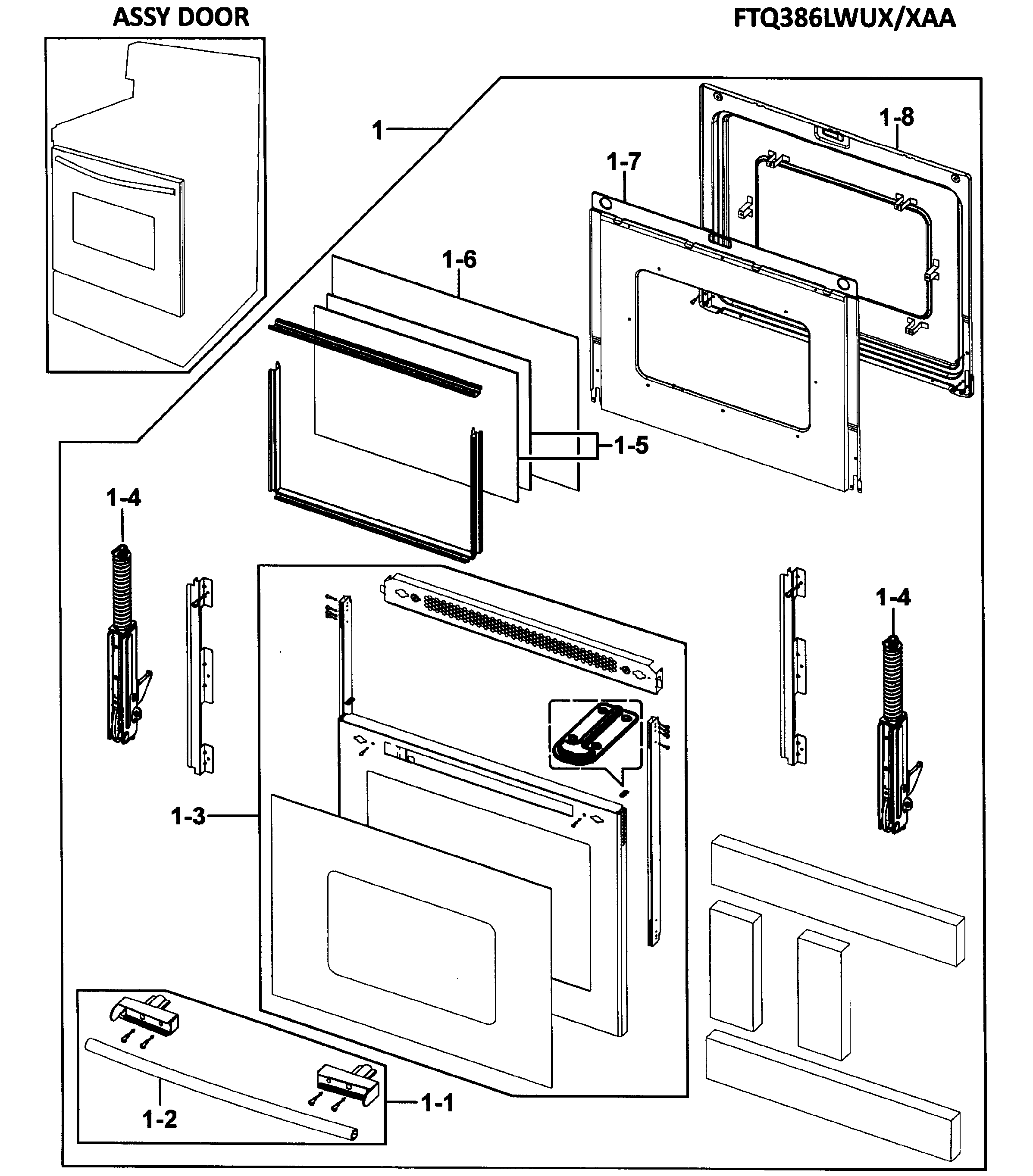 Samsung FTQ386LWUX/XAA door assy diagram