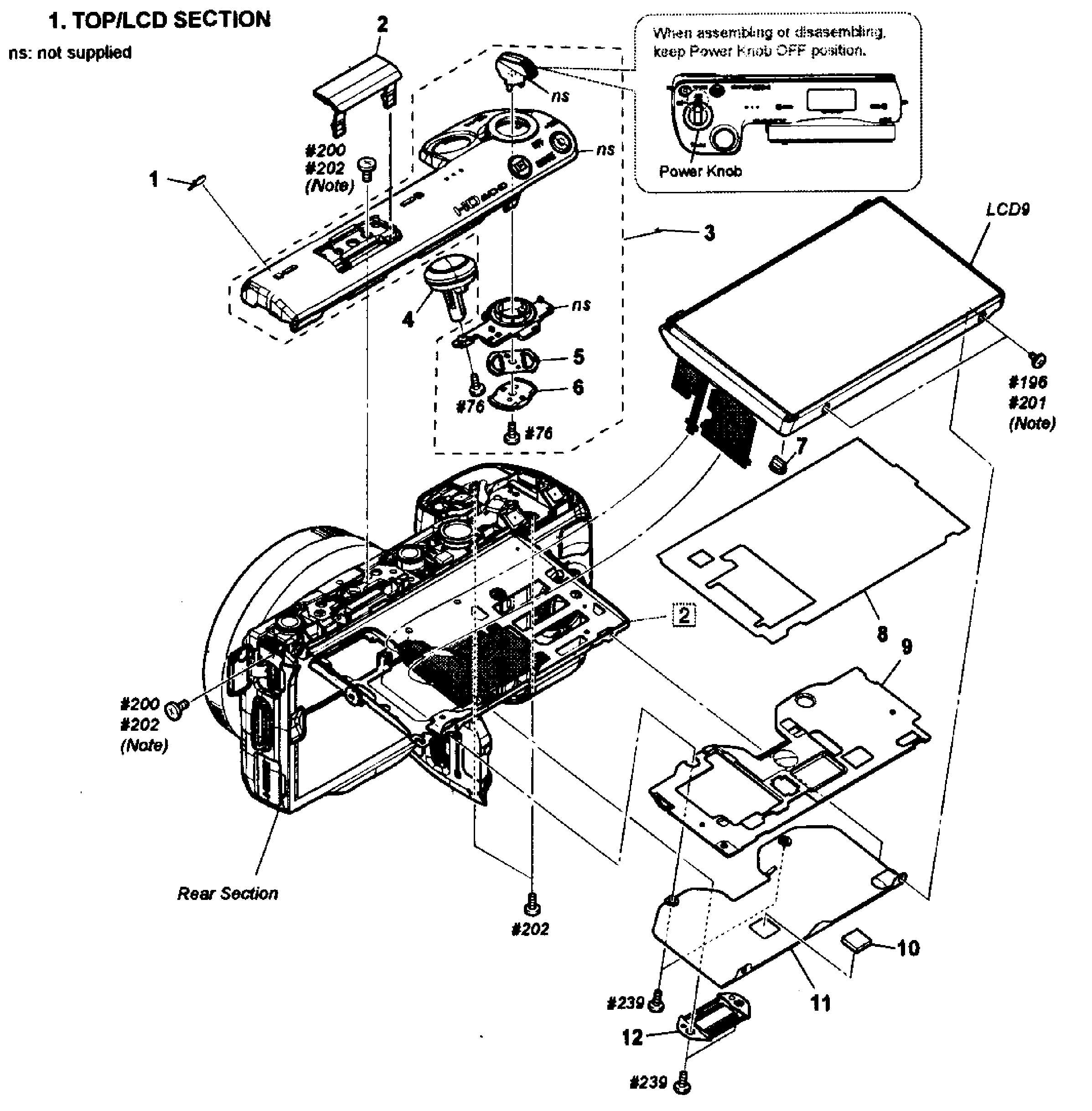 Sony NEX-5NK/W top/lcd assy diagram
