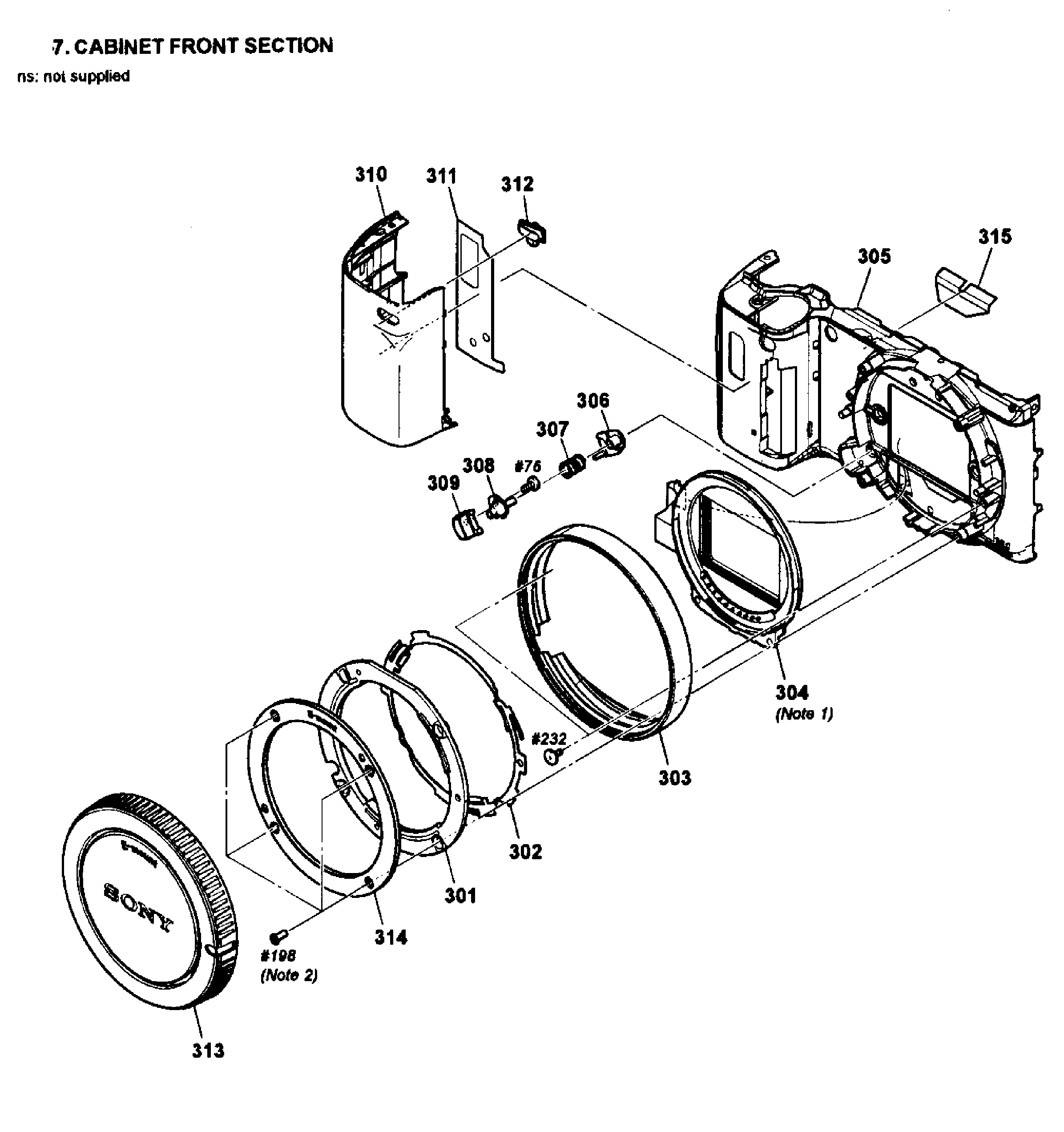 Sony NEX-5NK/W front assy diagram
