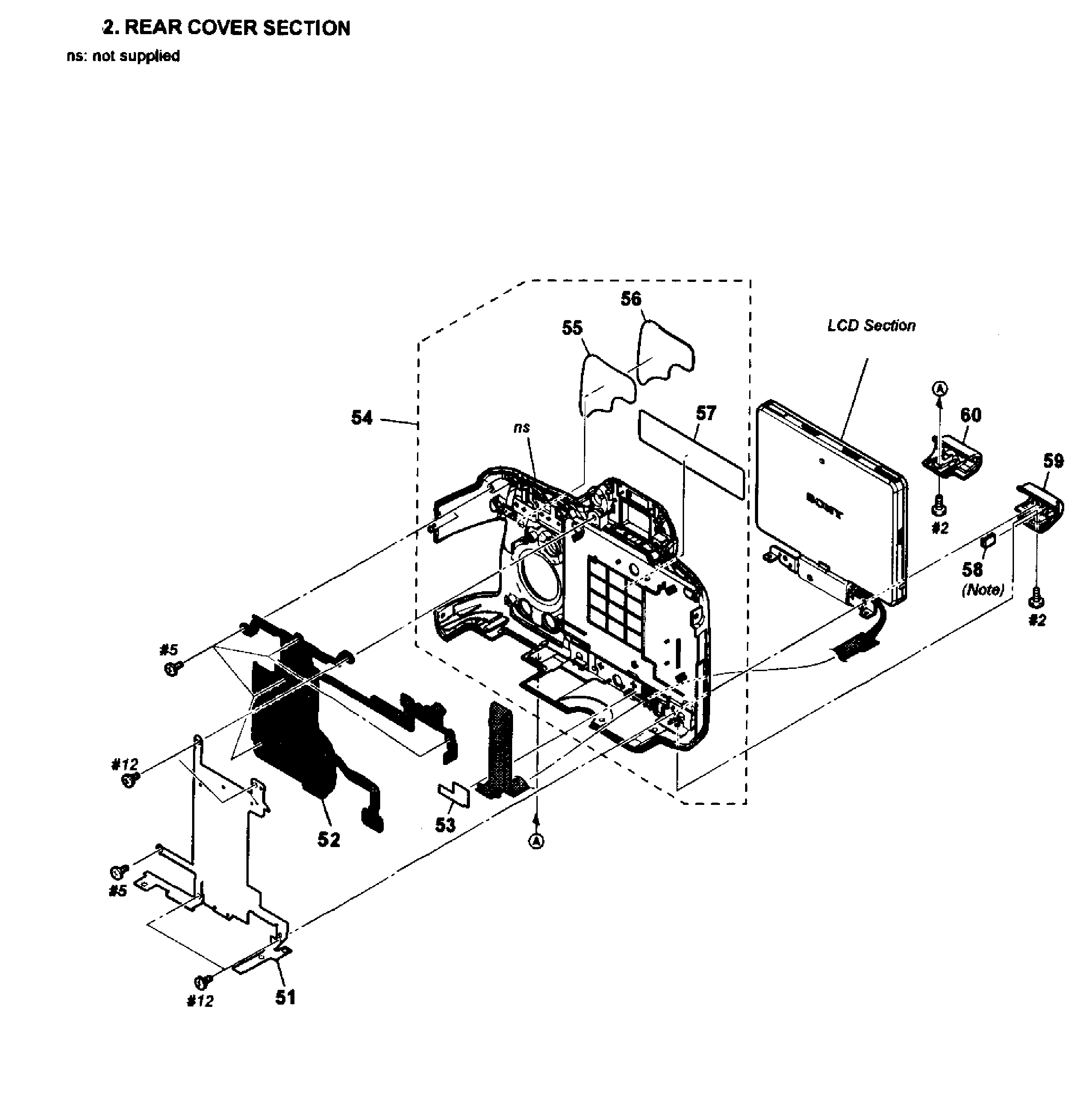 Sony SLT-A57 rear assy diagram