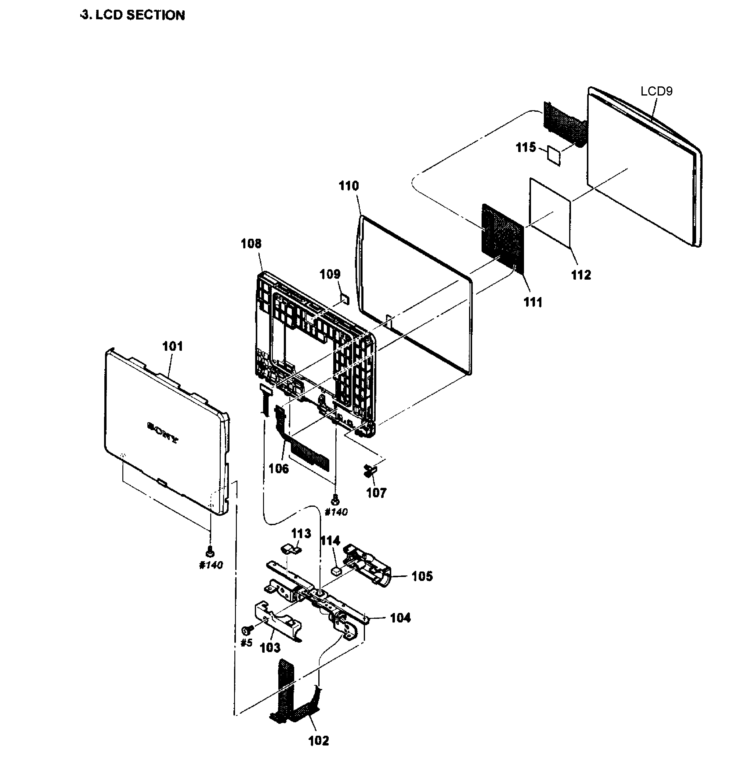 Sony SLT-A57 lcd assy diagram
