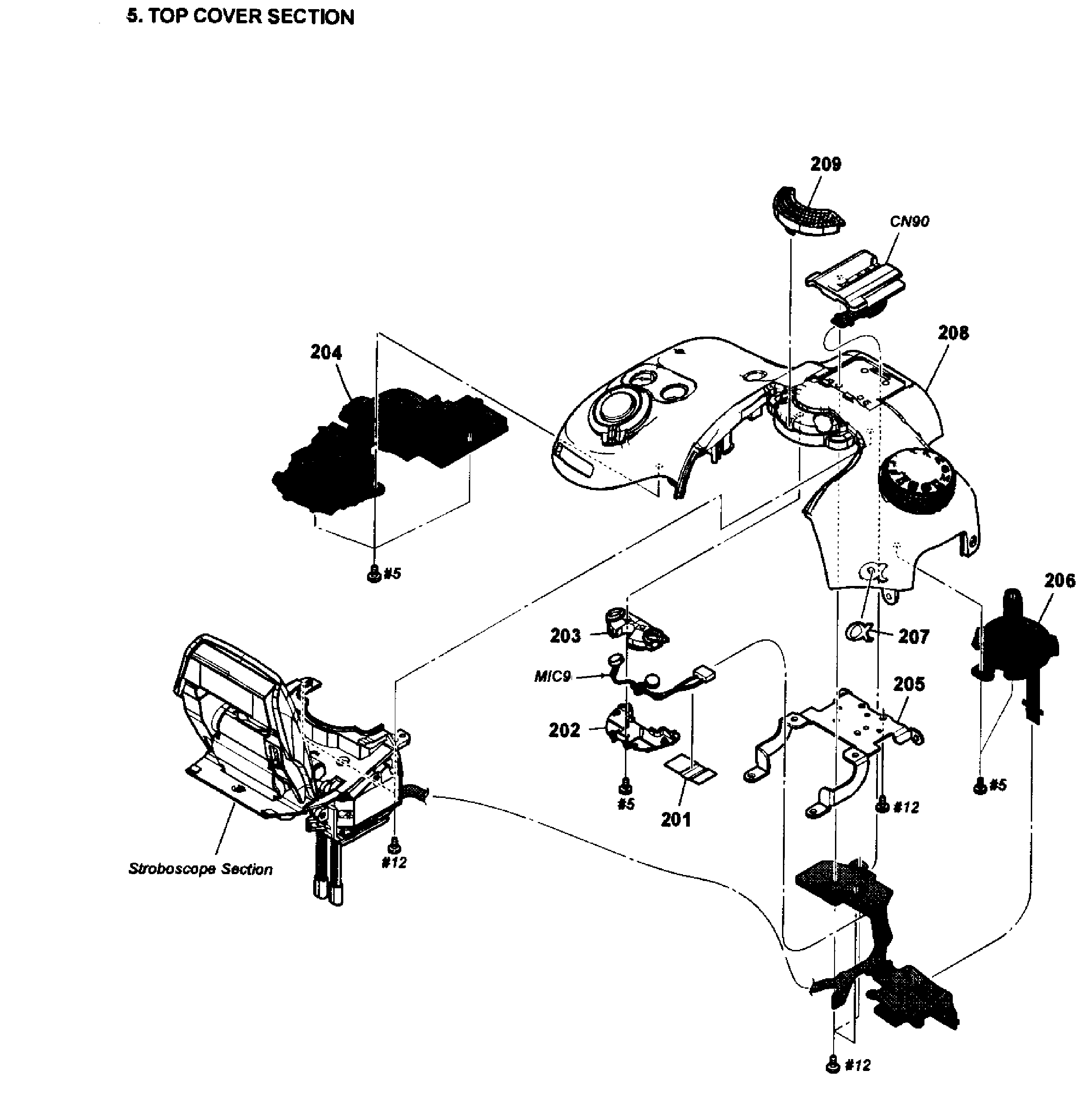 Sony SLT-A57 top cover diagram