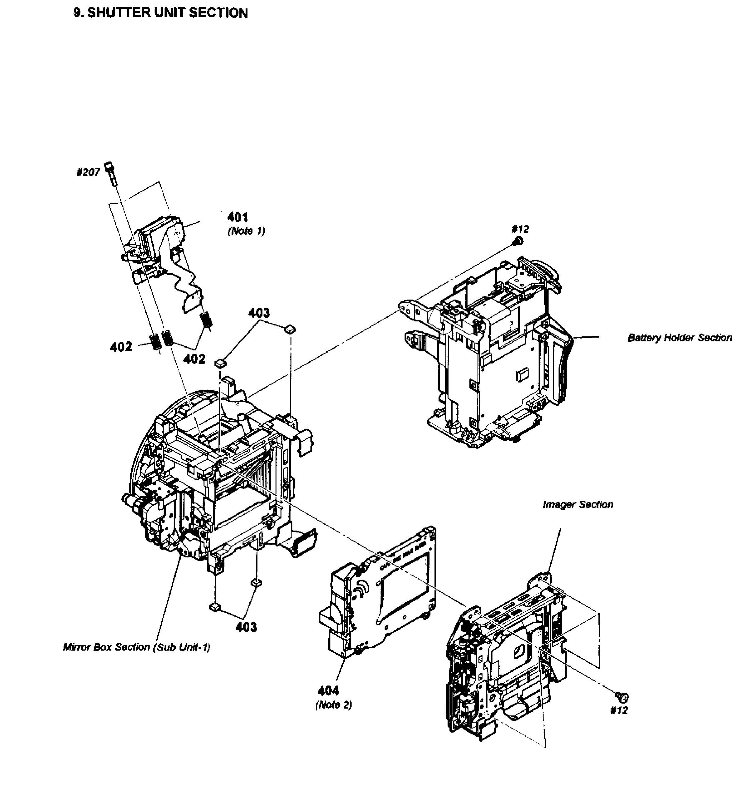 Sony SLT-A57 shutter assy diagram