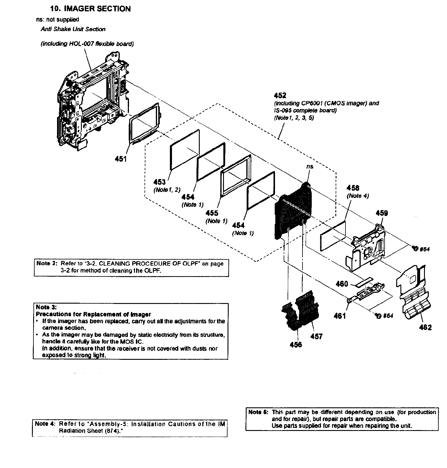 Sony SLT-A57 imager assy diagram