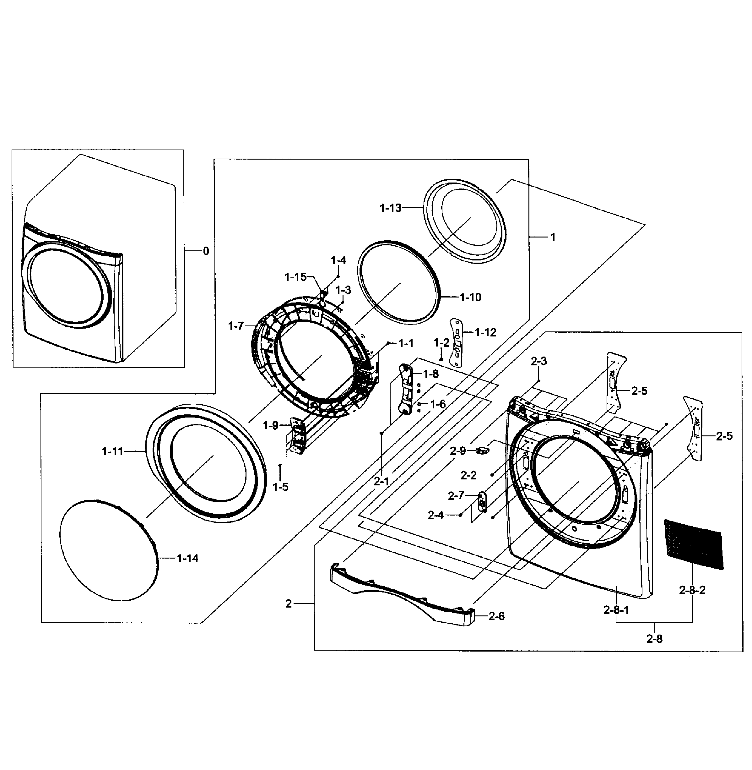 Samsung DV457GVGSWR/AA-01 front assy diagram
