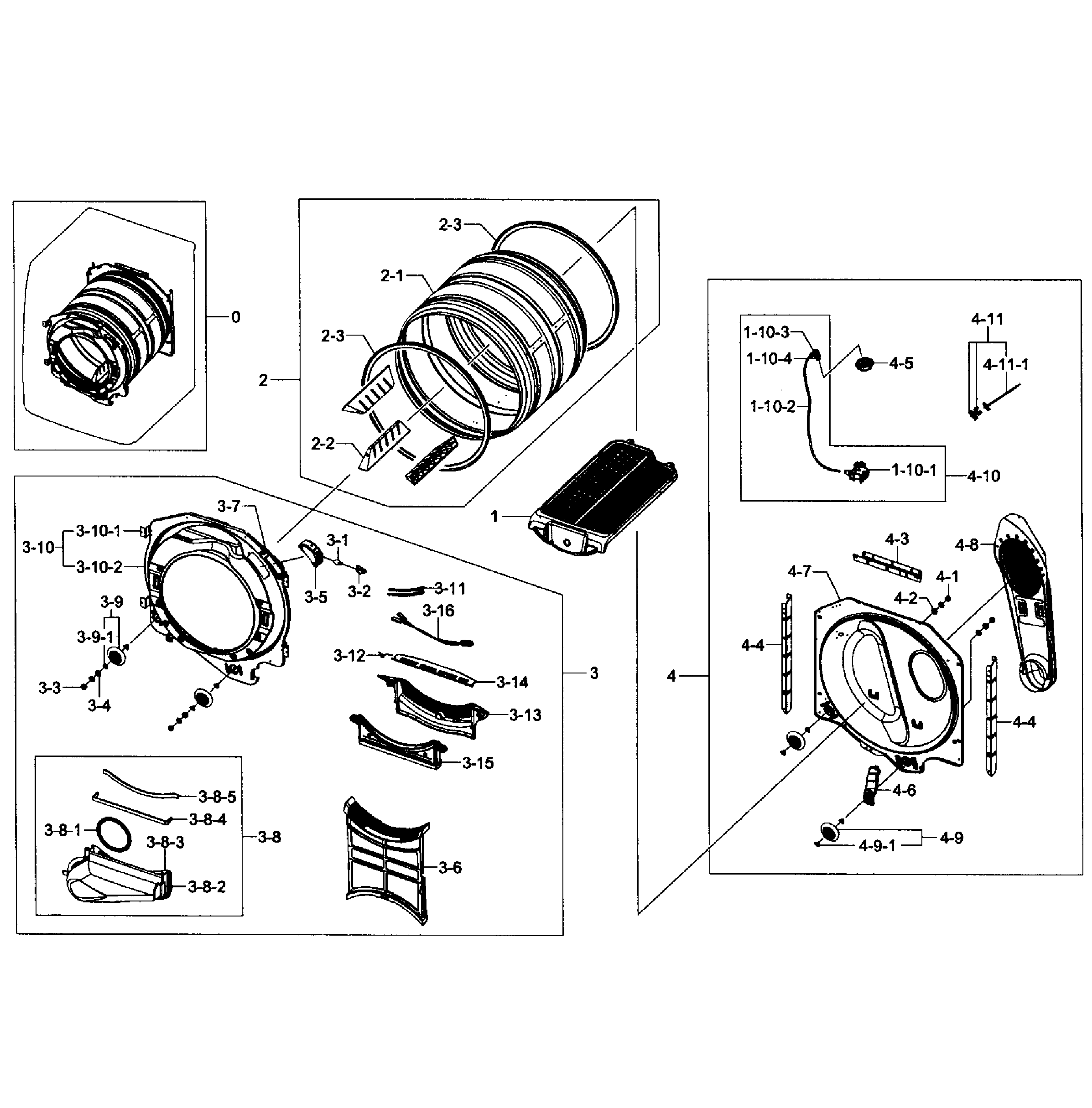 Samsung DV457GVGSWR/AA-01 drum assy diagram