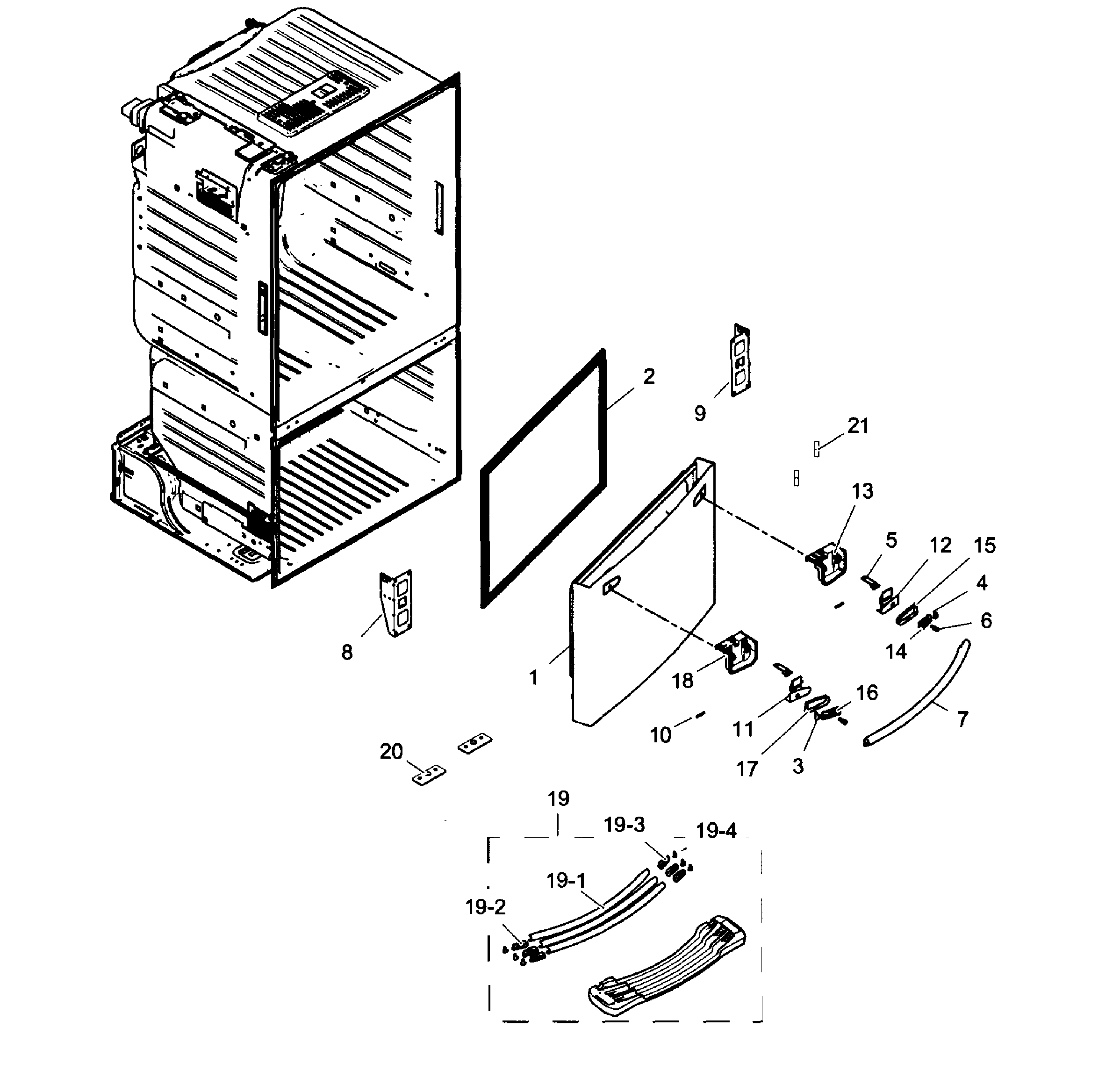 Samsung RF263BEAEBC/AA-01 freezer door diagram