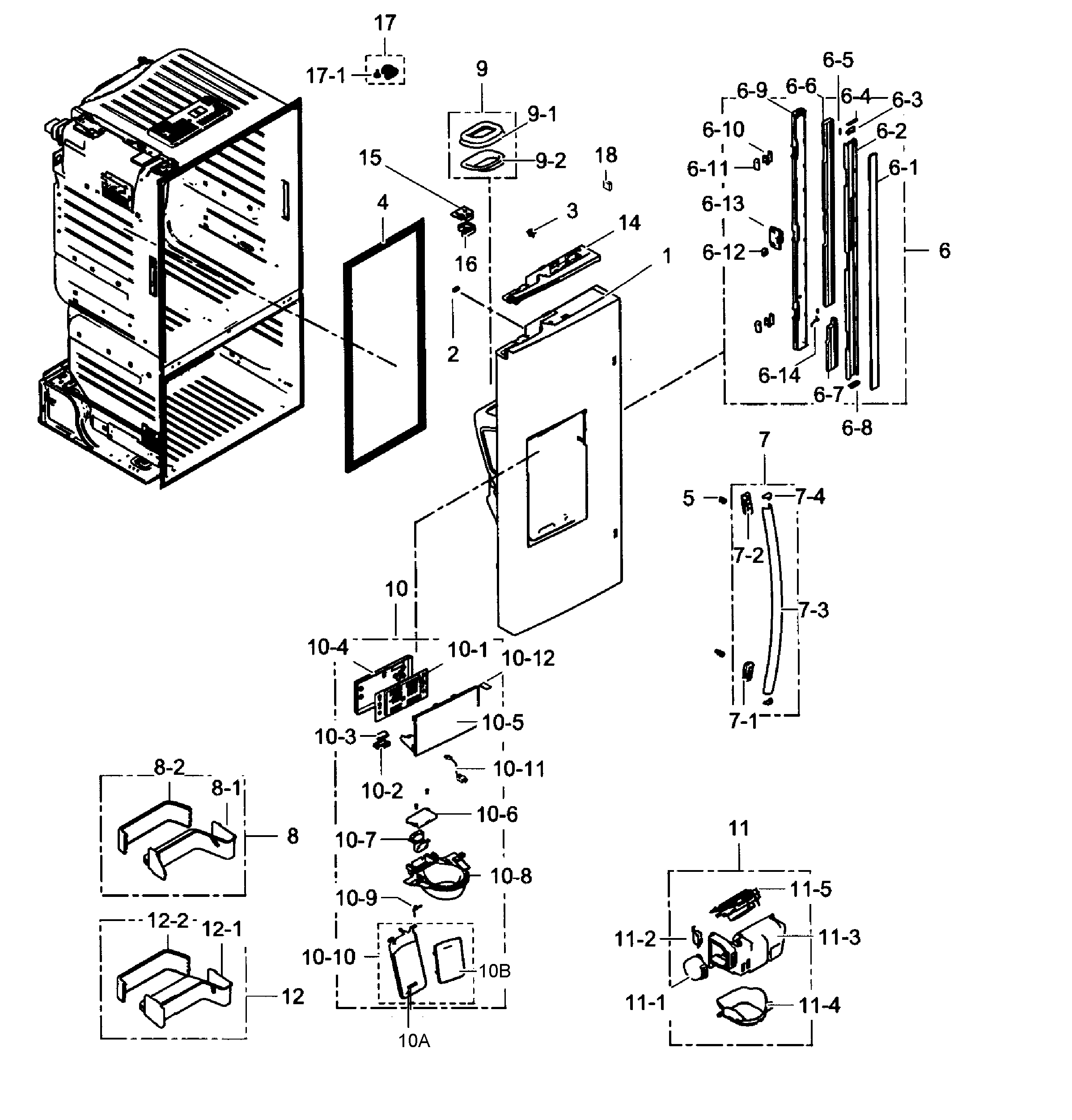 Samsung RF263BEAESP/AA-01 left door diagram