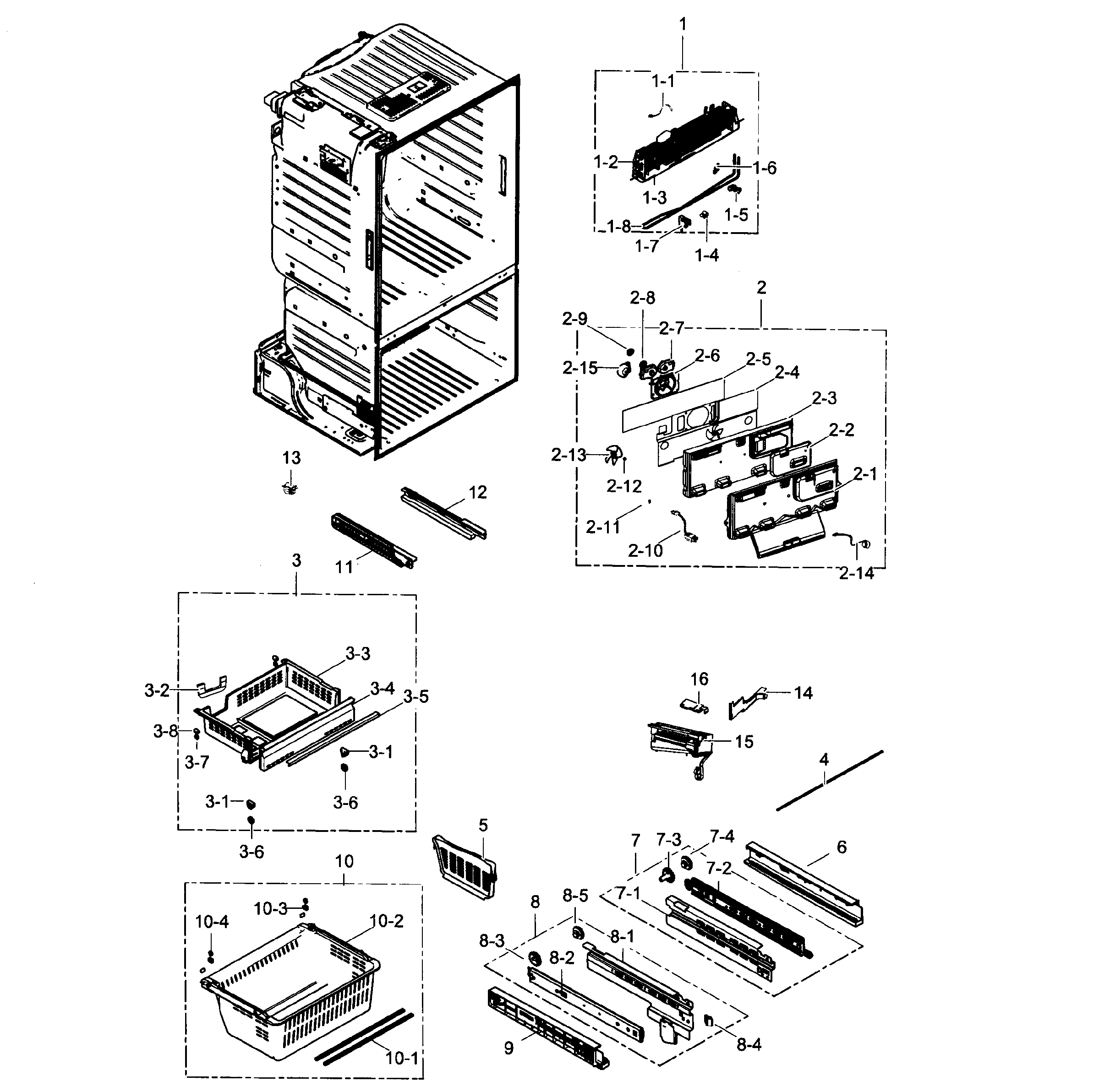 Samsung RF263BEAEWW/AA-01 freezer / icemaker diagram