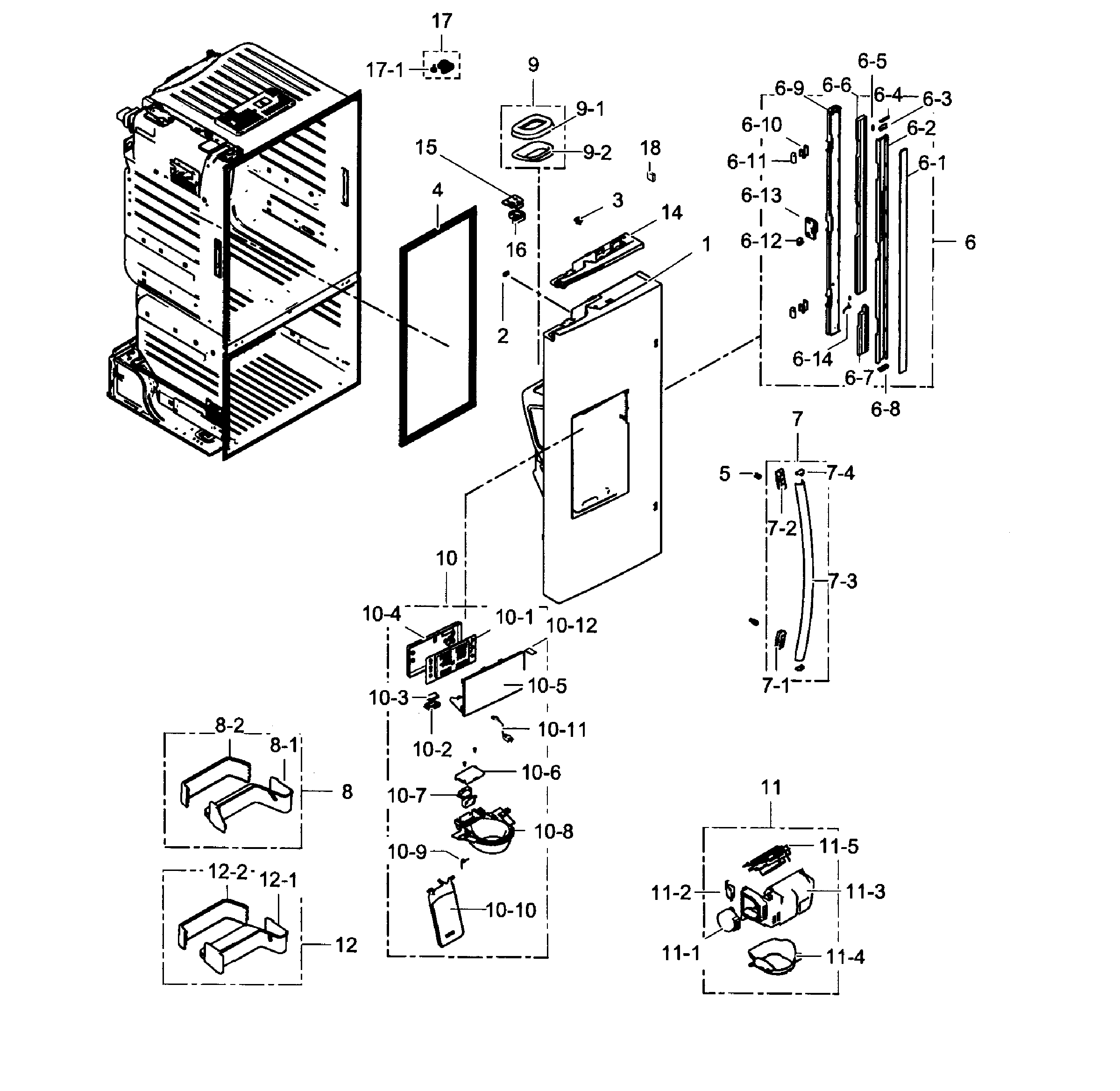 Samsung RF263BEAEWW/AA-01 left door diagram