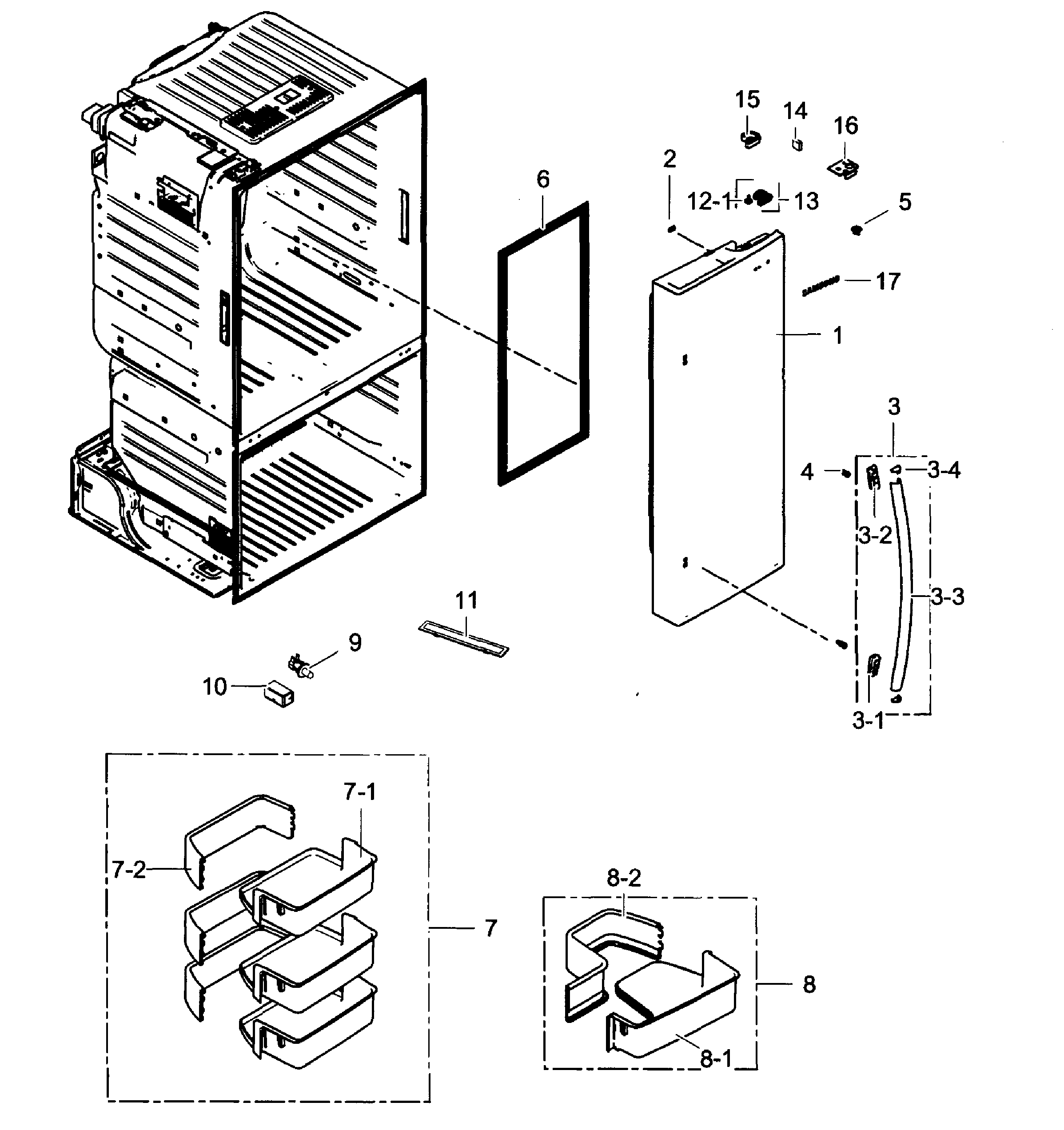 Samsung RF263BEAEWW/AA-01 right door diagram