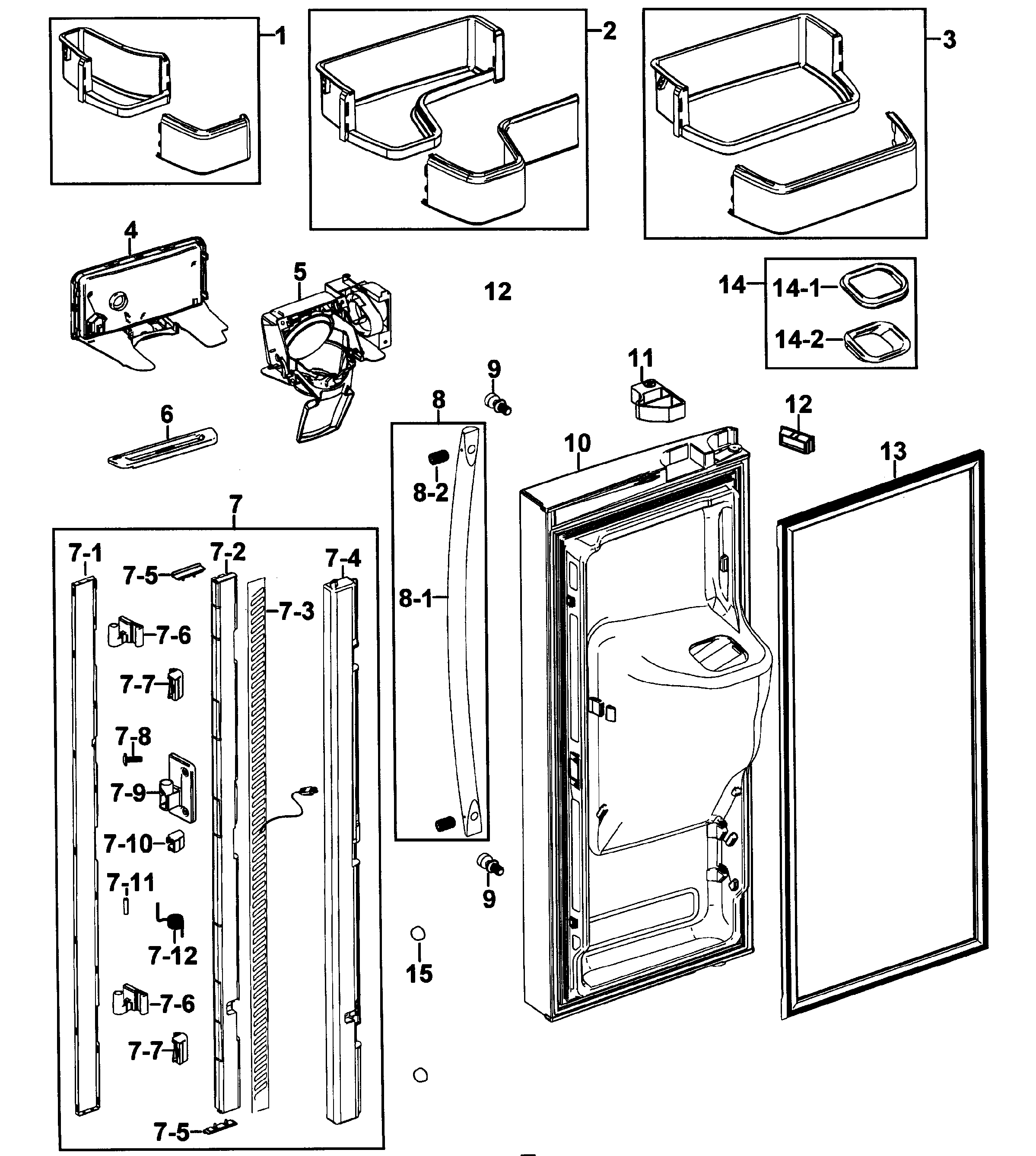 Samsung RFG237AABP/XAA-00 left door diagram