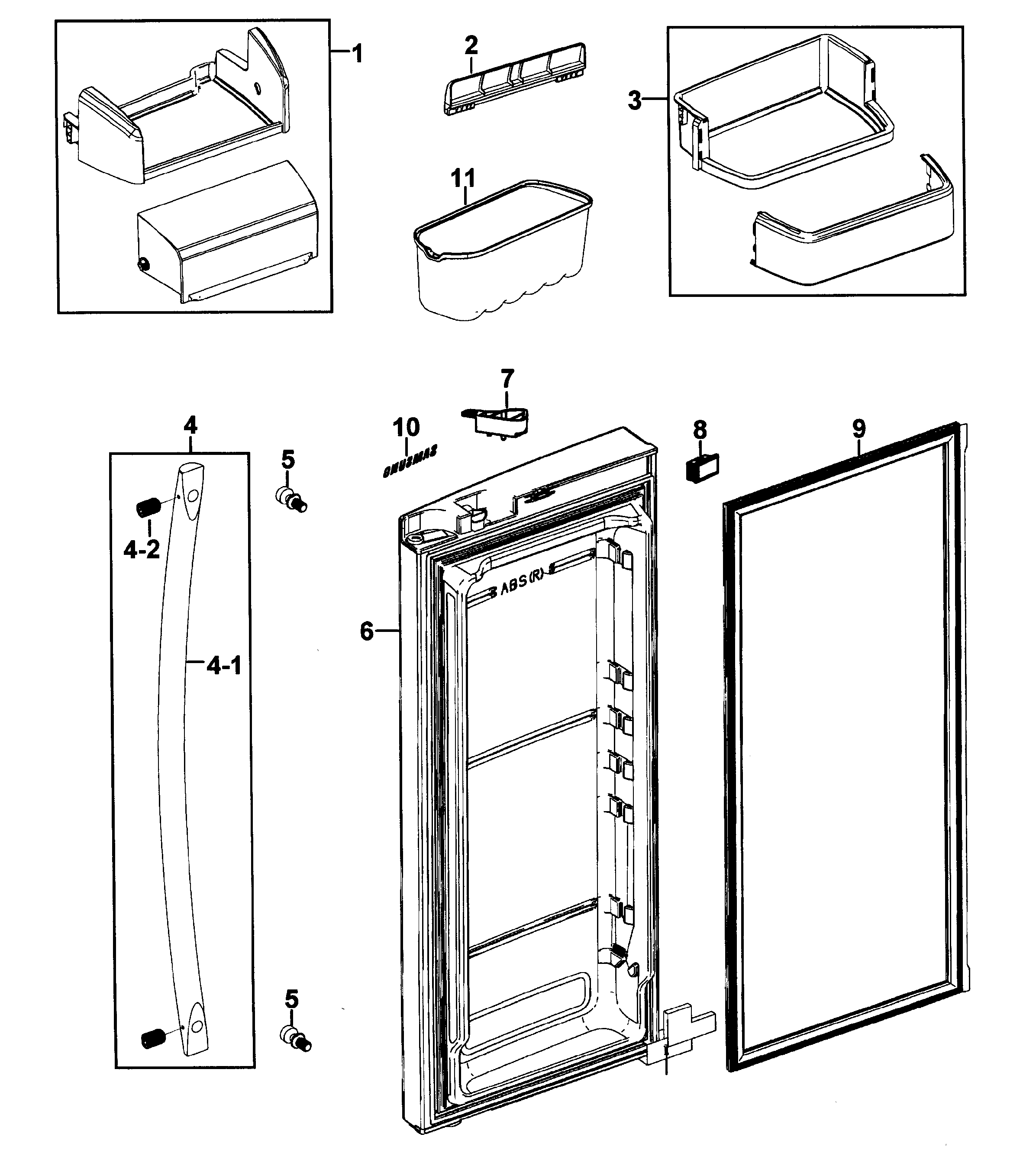 Samsung RFG237AABP/XAA-00 right door diagram