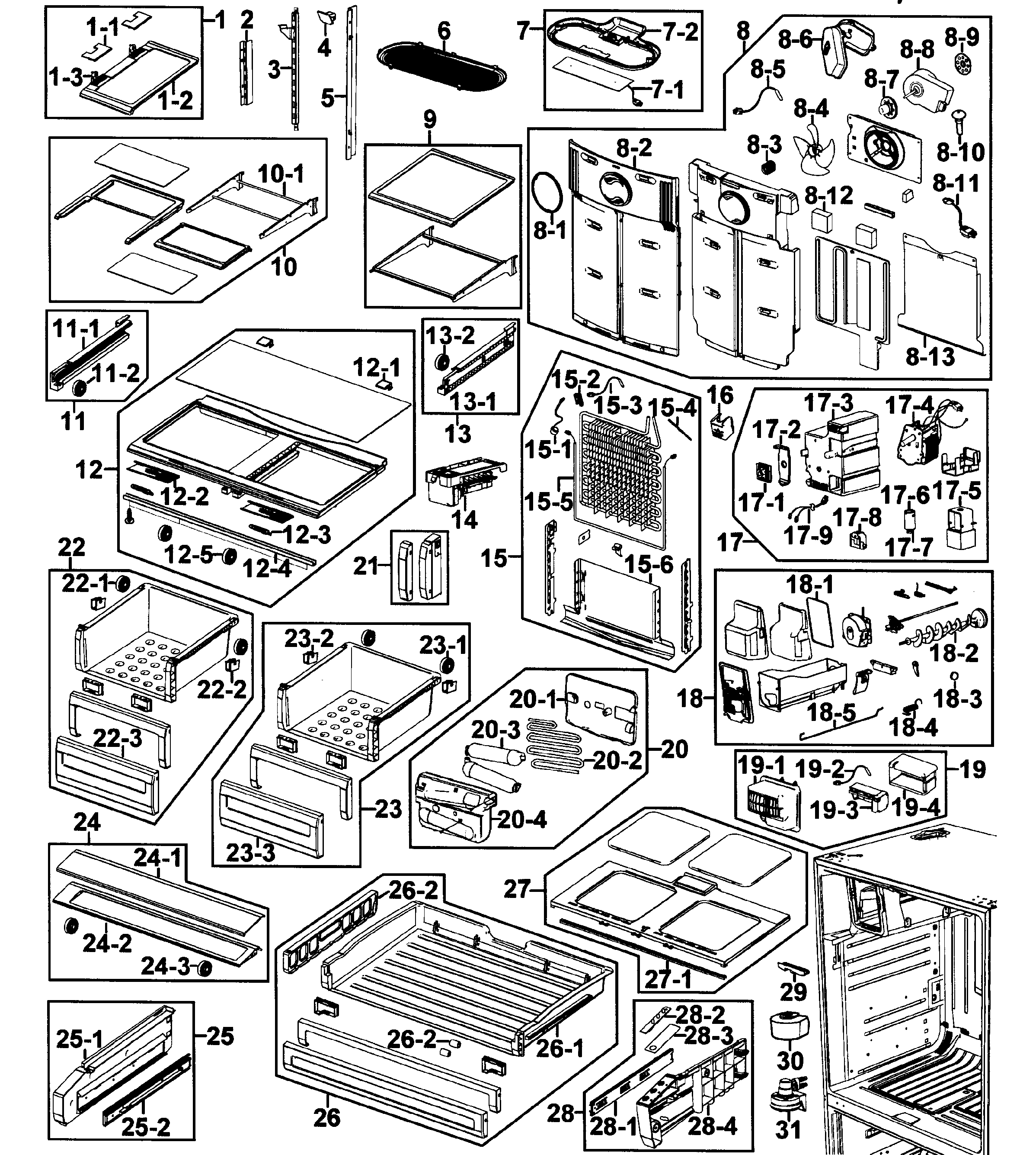 Samsung RFG237AAPN/XAA-00 refrigerator diagram