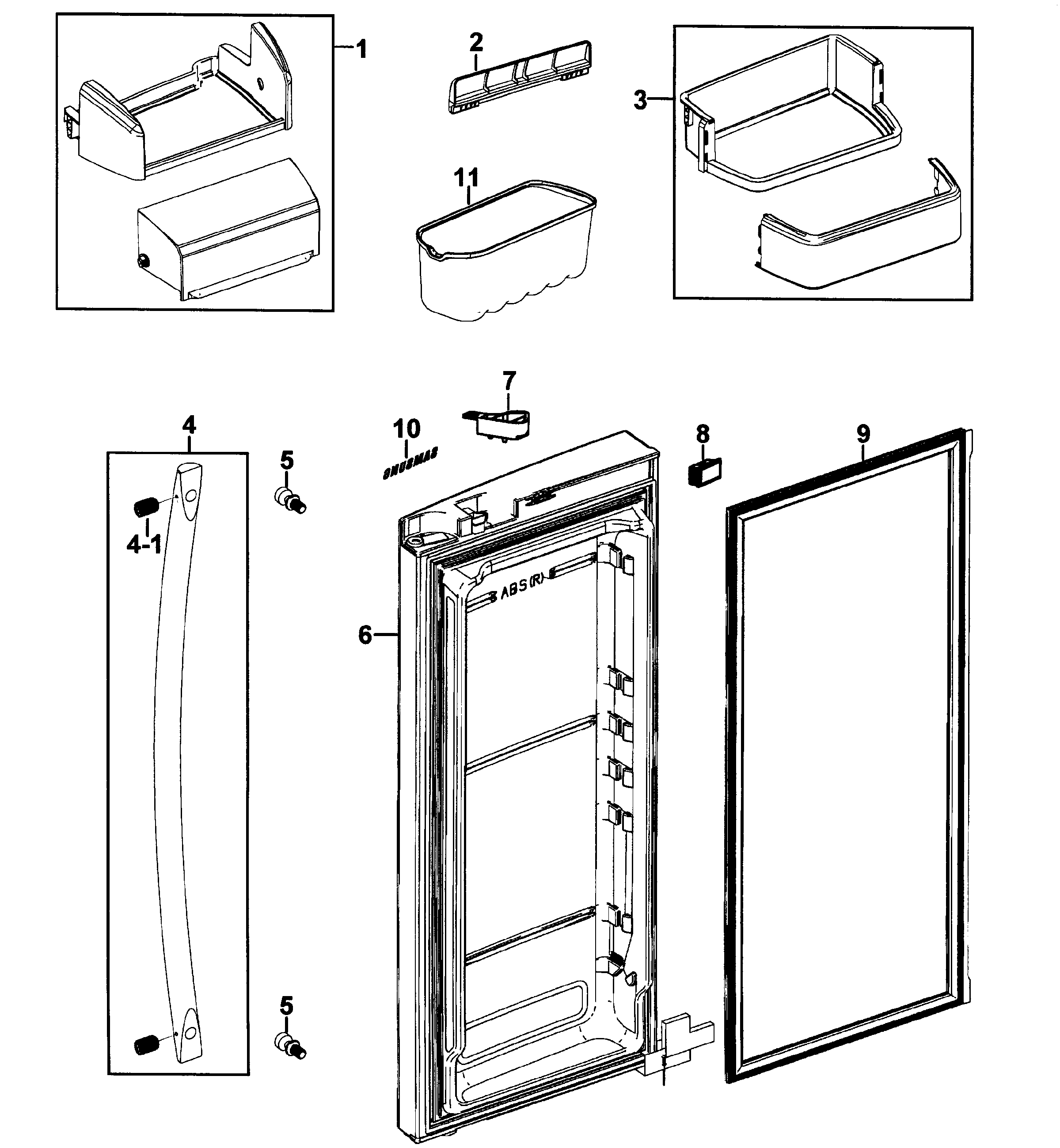 Samsung RFG237AAPN/XAA-00 right door diagram