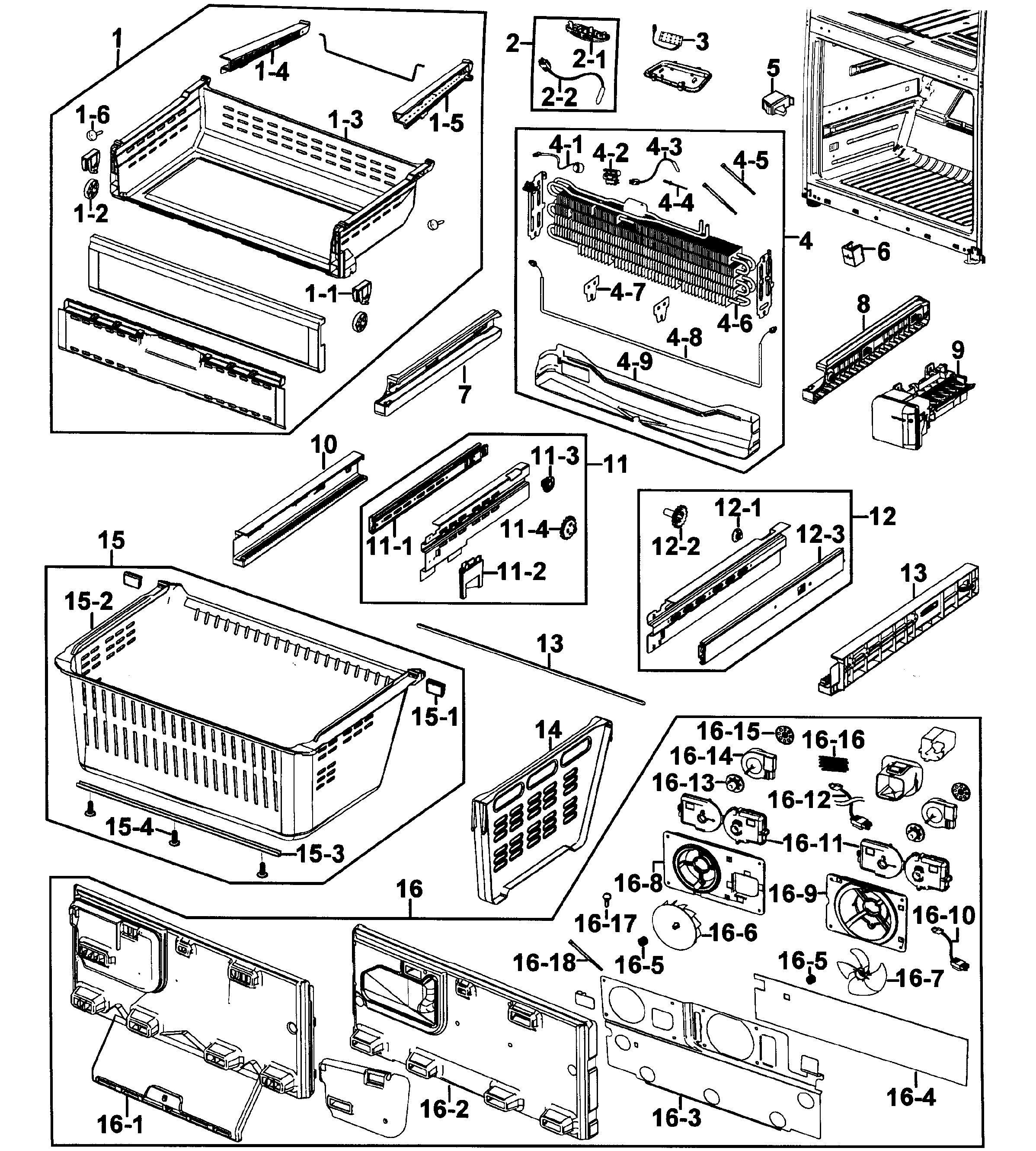 Samsung RFG237AARS/XAA-00 freezer diagram