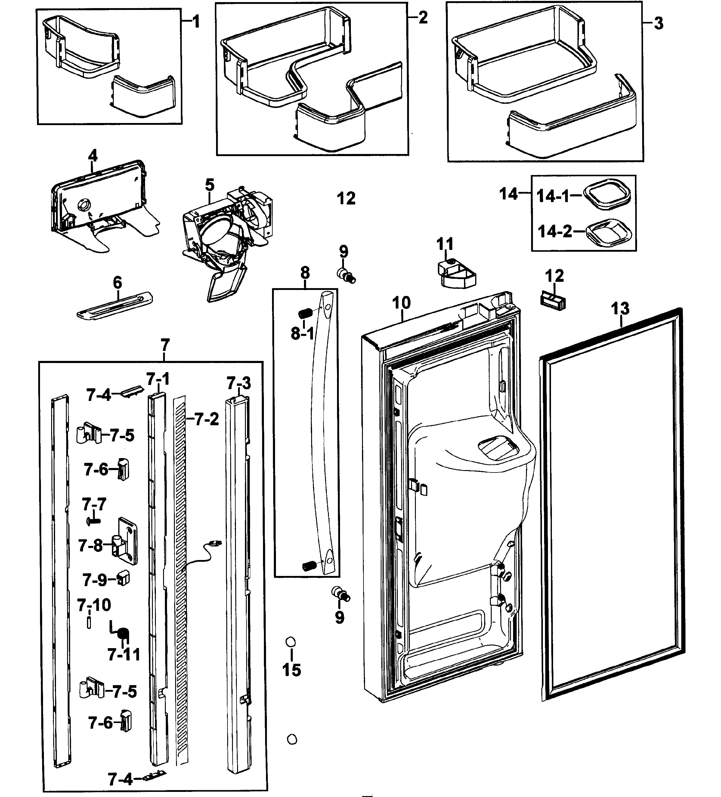Samsung RFG237AARS/XAA-00 left door diagram