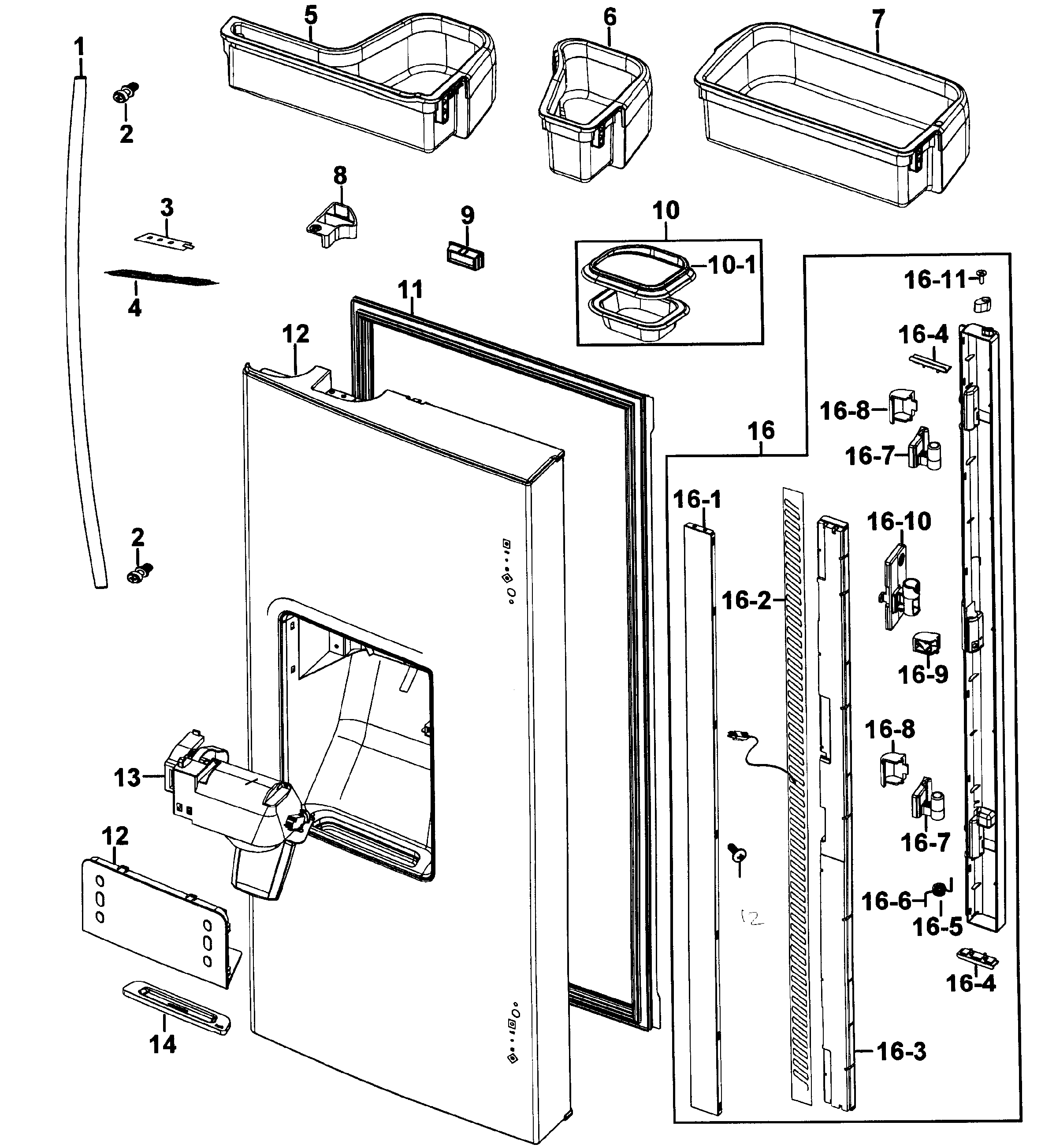Samsung RF267AEBP/XAA-00 left door diagram