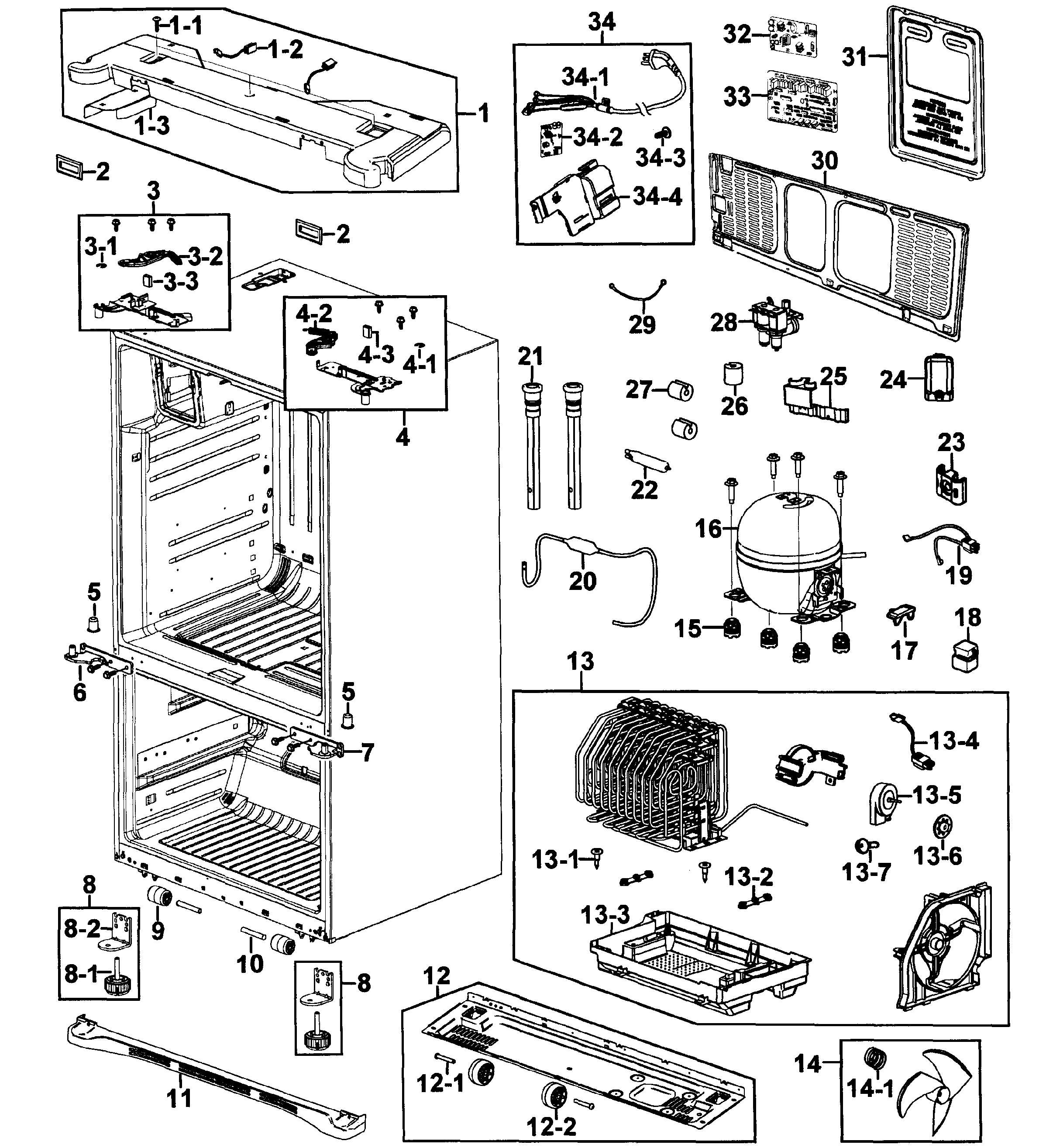 Samsung RF267AEWP/XAA-00 cabinet diagram
