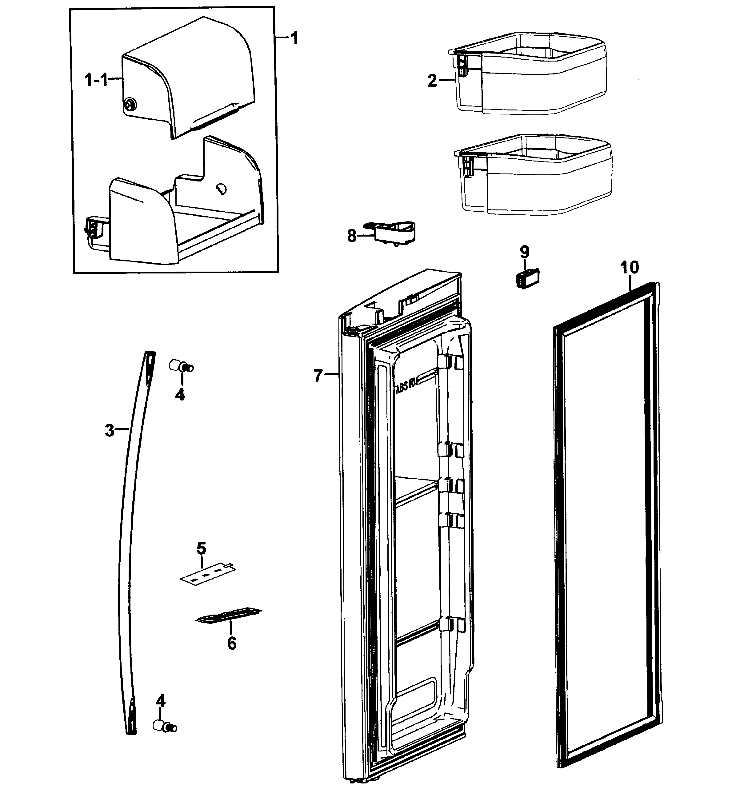 Samsung RF267AEWP/XAA-00 right door diagram