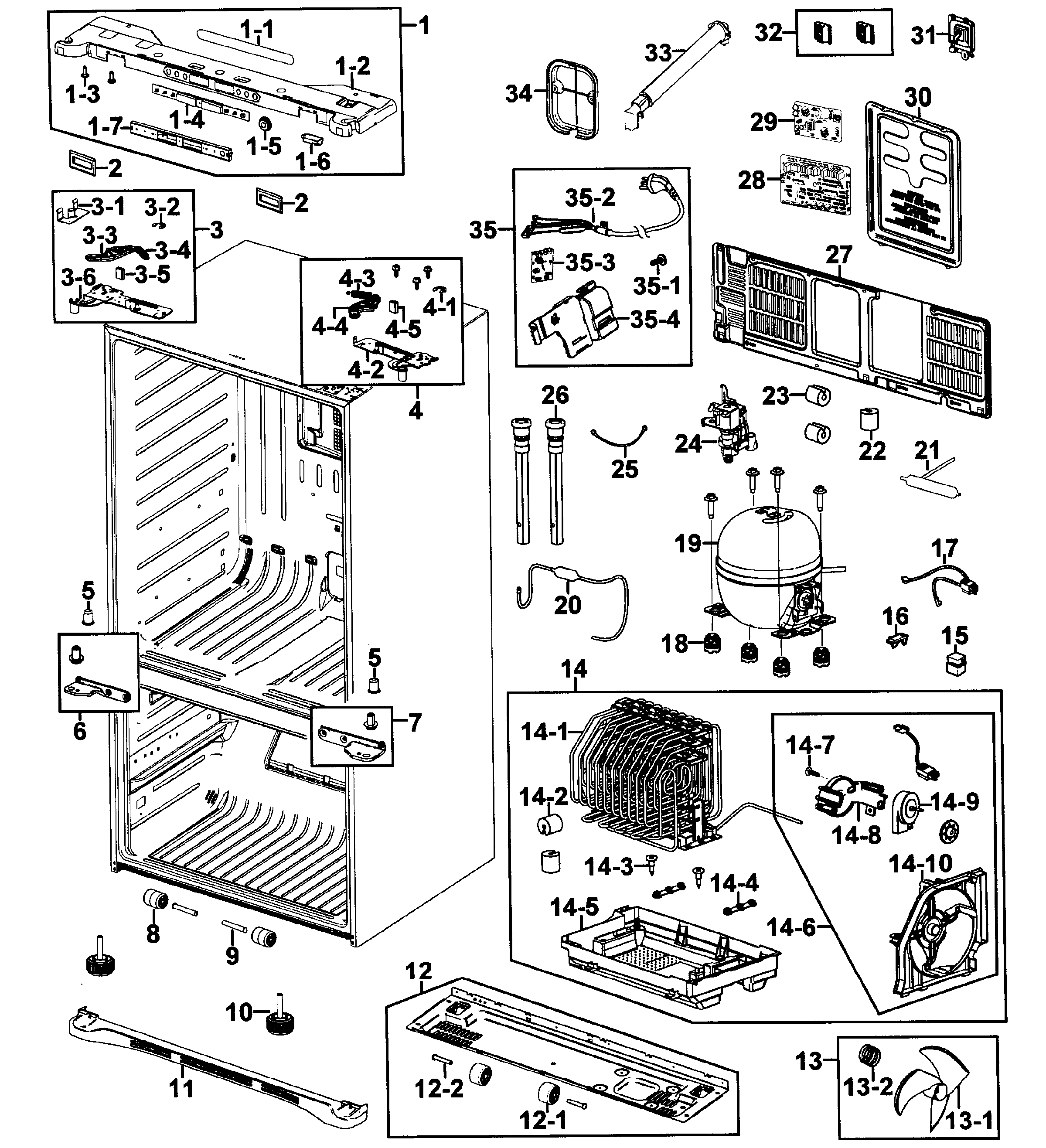 Samsung RFG293HAWP/XAA-00 cabinet diagram