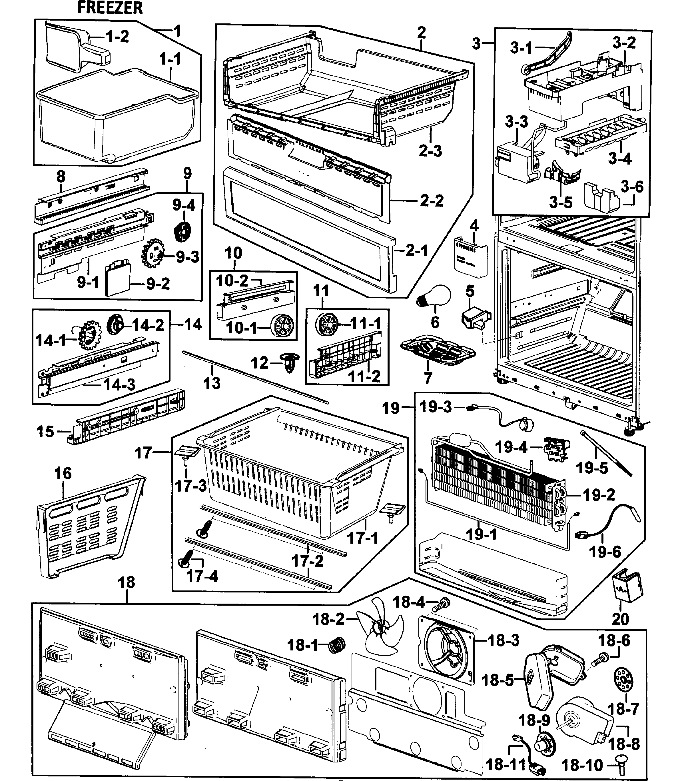 Samsung RF265ABPN/XAA-00 freezer diagram